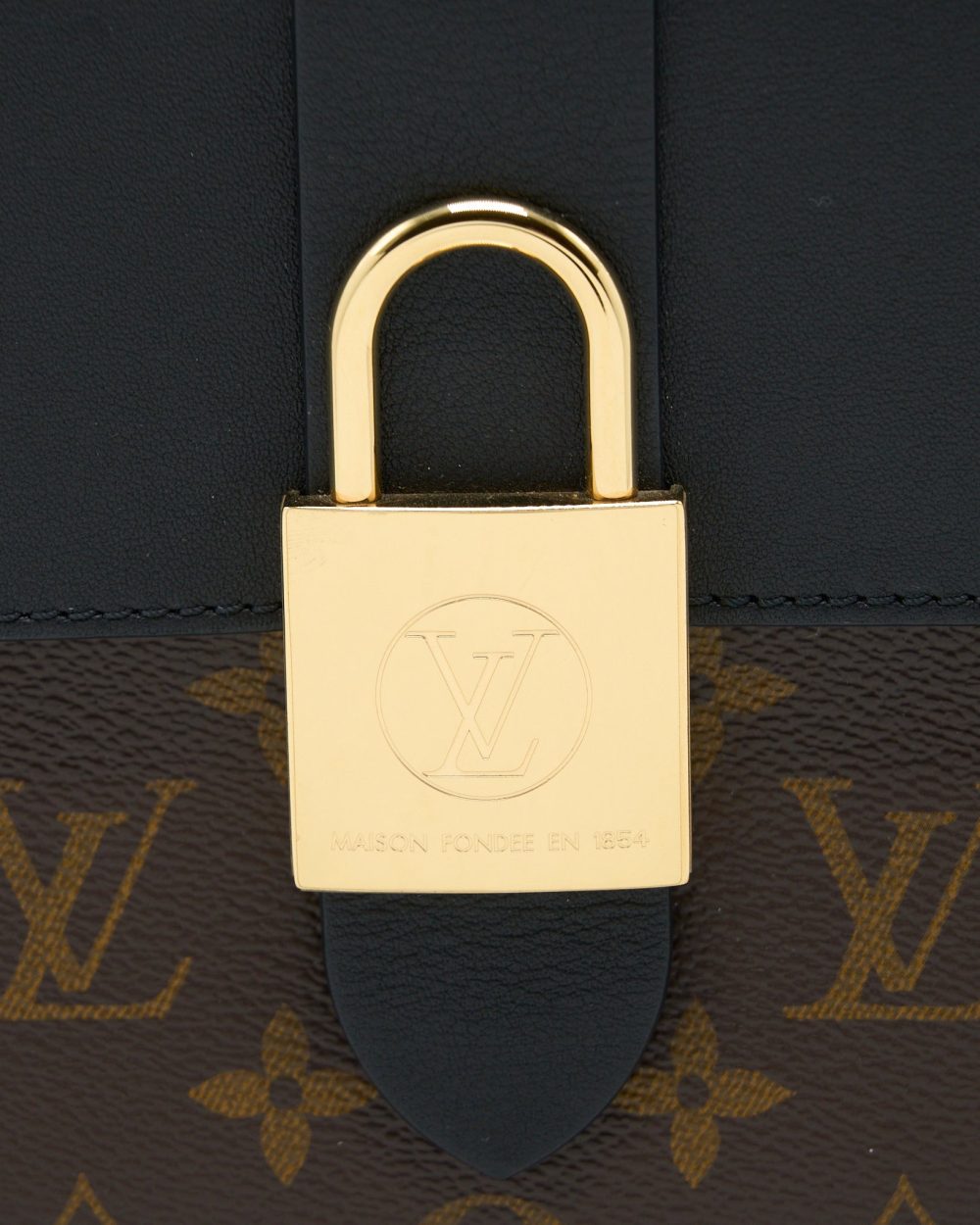 AAA Replica Louis Vuitton LV LOCKY BB MONOGRAM CANVAS/LEATHER BLACK GHW