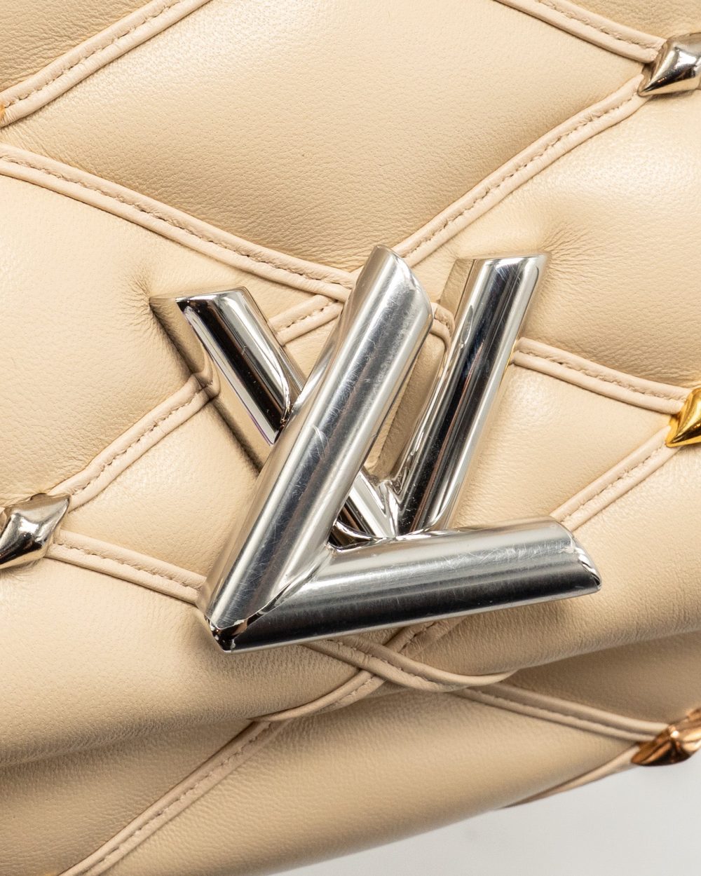 AAA Replica Louis Vuitton LV GO-14 MM LAMBSKIN BEIGE MULTICOLOUR HARDWARE