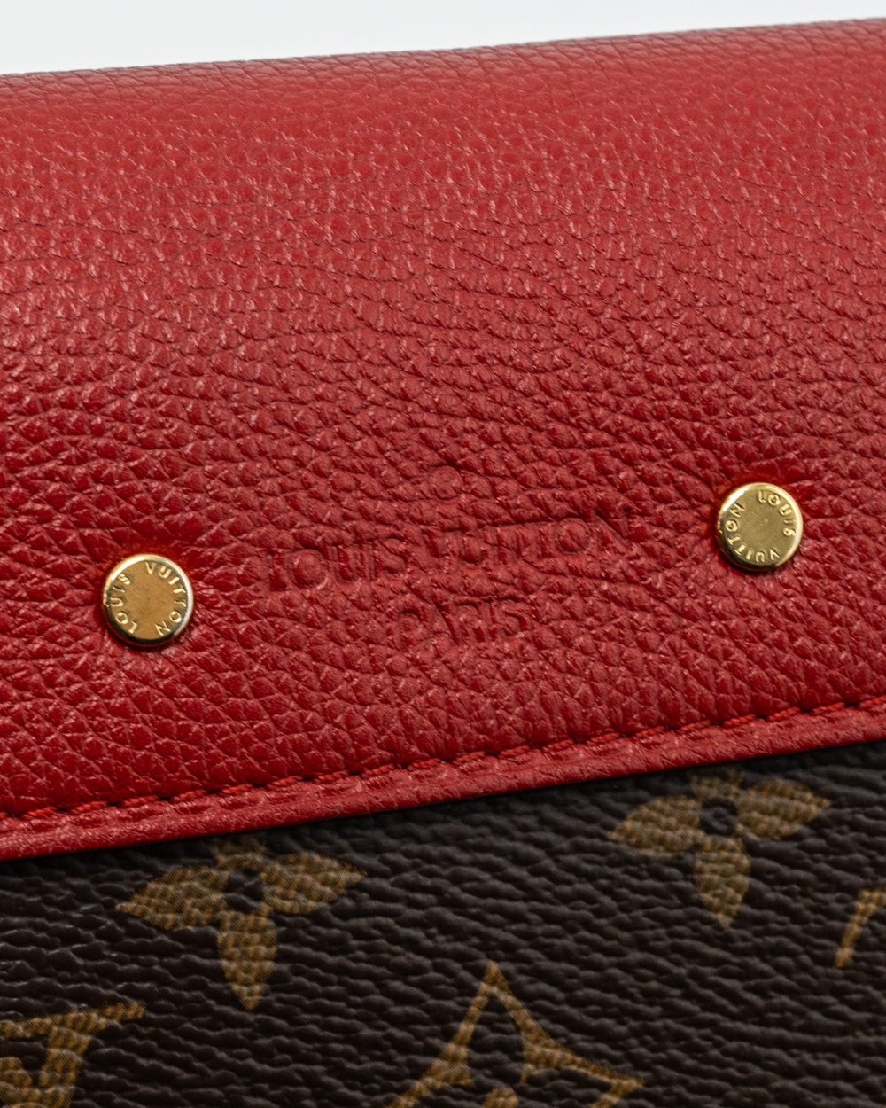 AAA Replica Louis Vuitton LV PALLAS CHAIN BAG MONOGRAM CANVAS / CALFSKIN RED GHW