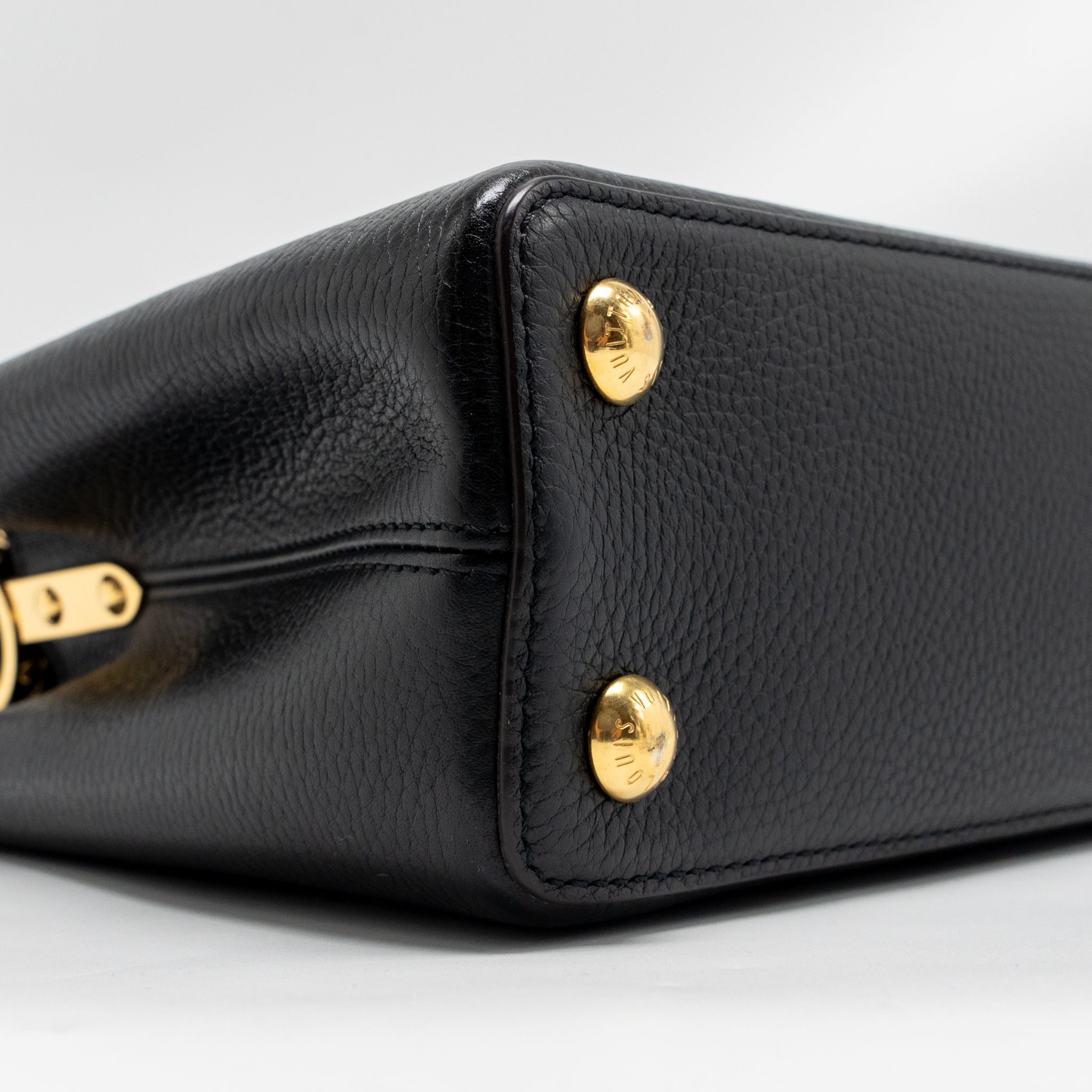 AAA Replica Louis Vuitton LV CAPUCINES BB CALFSKIN BLACK GHW