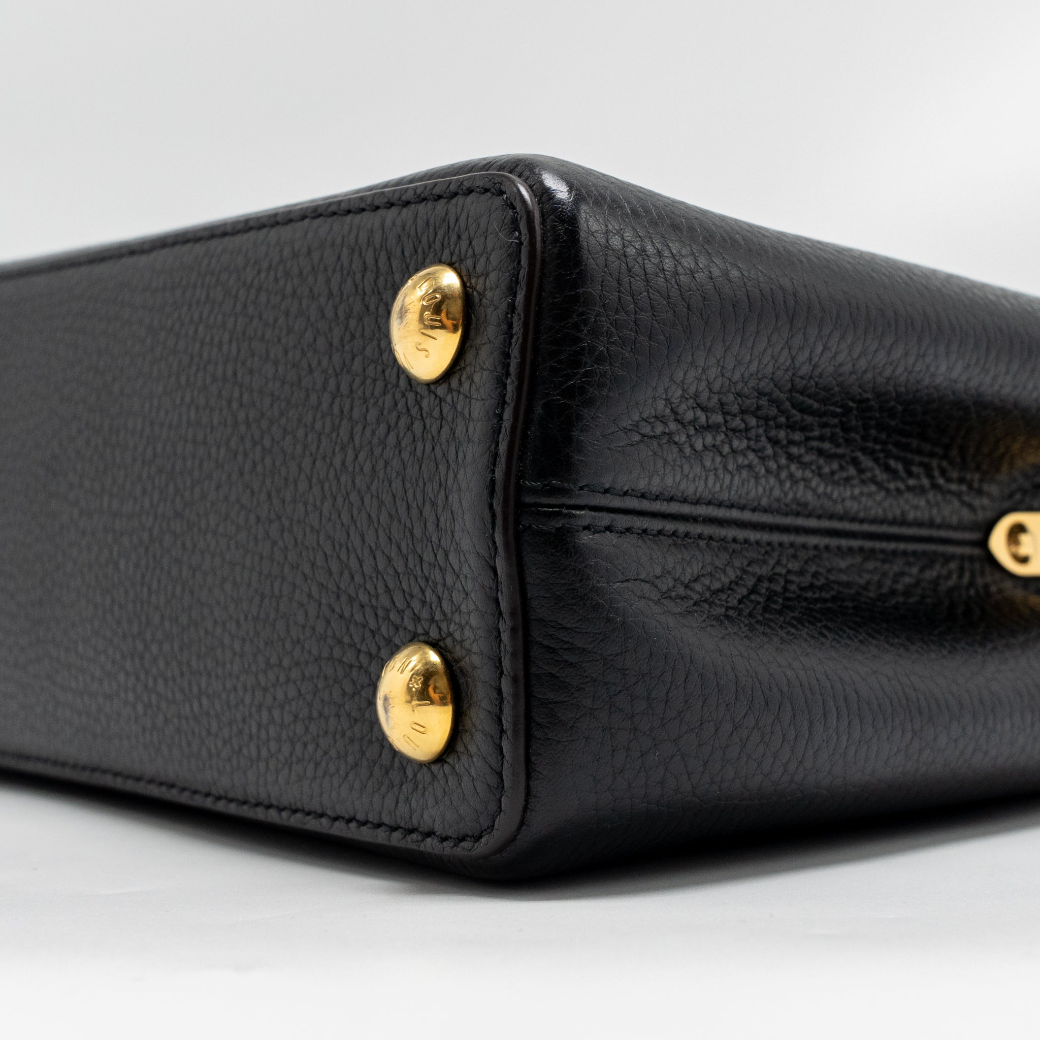 AAA Replica Louis Vuitton LV CAPUCINES BB CALFSKIN BLACK GHW