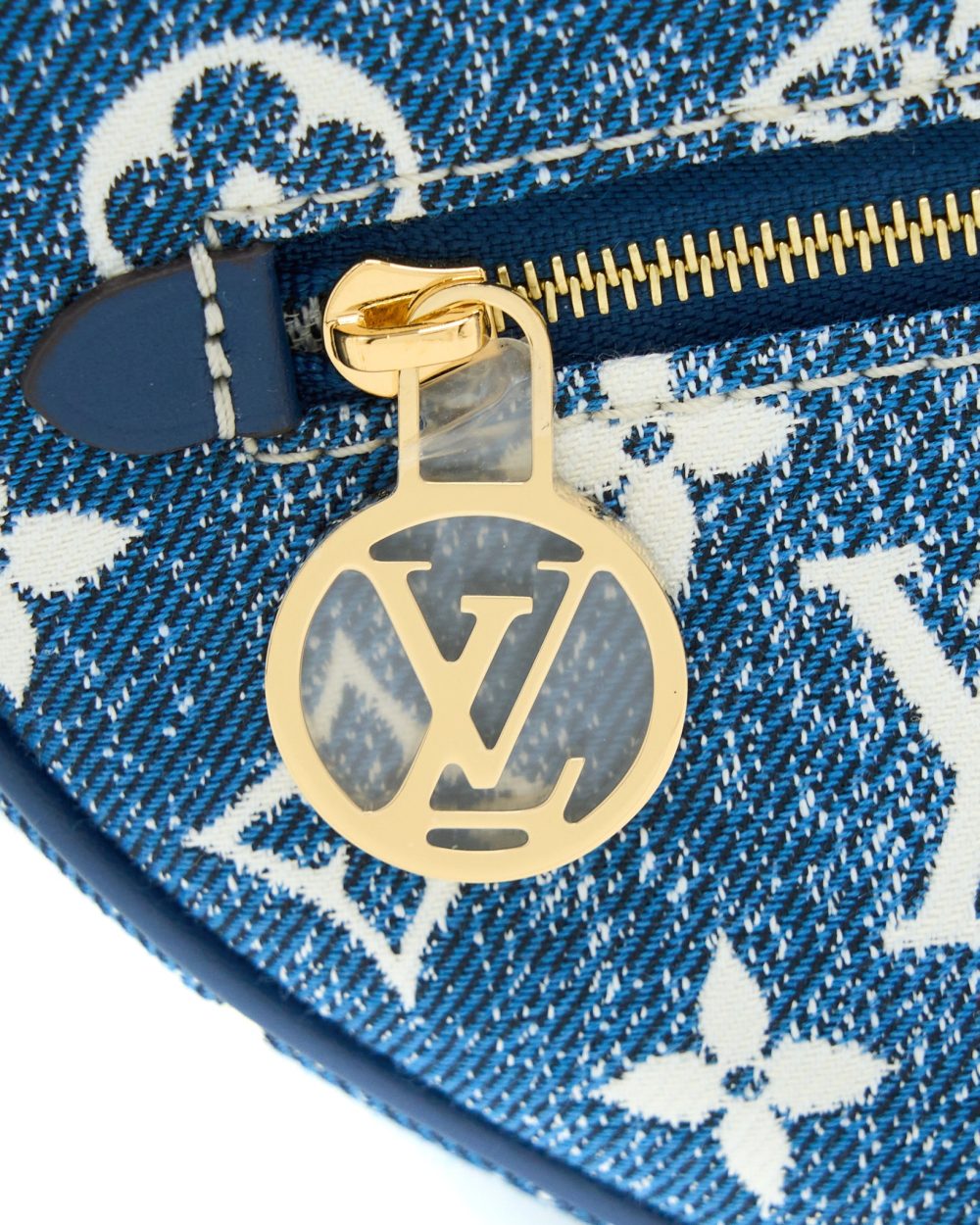 AAA Replica Louis Vuitton LV HALF-MOON LOOP BAGUETTE HANDBAG DENIM BLUE GHW (NEW VERSION)