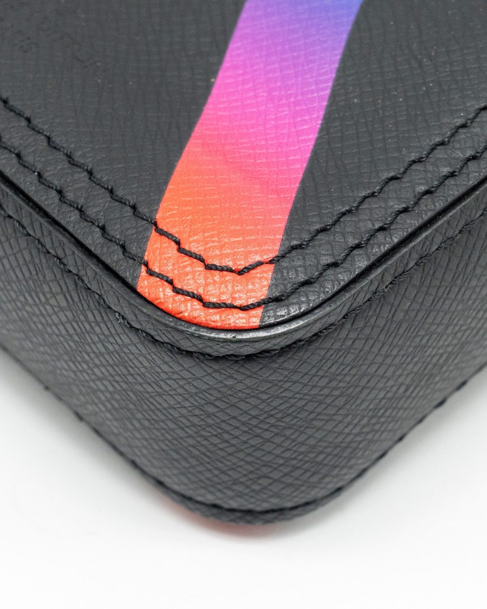 AAA Replica Louis Vuitton LV DANUBE MESSENGER BAG TAIGA BLACK/RAINBOW BLACK HARDWARE