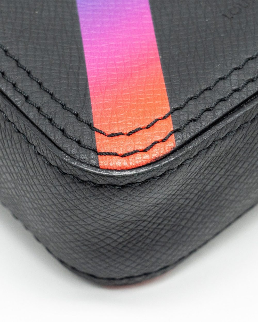 AAA Replica Louis Vuitton LV DANUBE MESSENGER BAG TAIGA BLACK/RAINBOW BLACK HARDWARE
