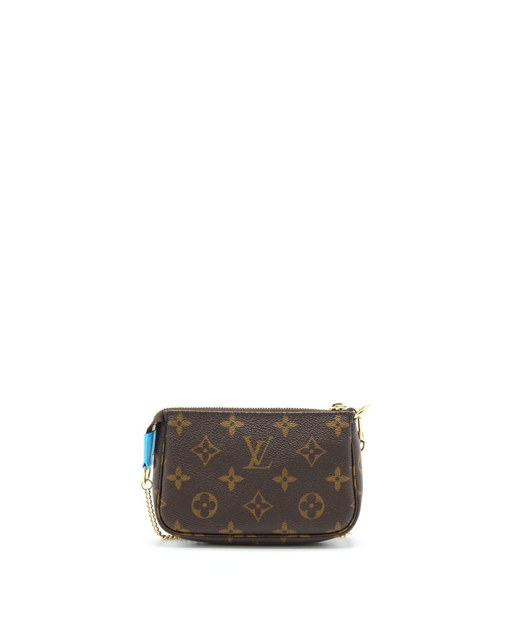 AAA Replica Louis Vuitton LV MINI POCHETTE ACCESSORIES MONOGRAM CANVAS/BLUE GHW