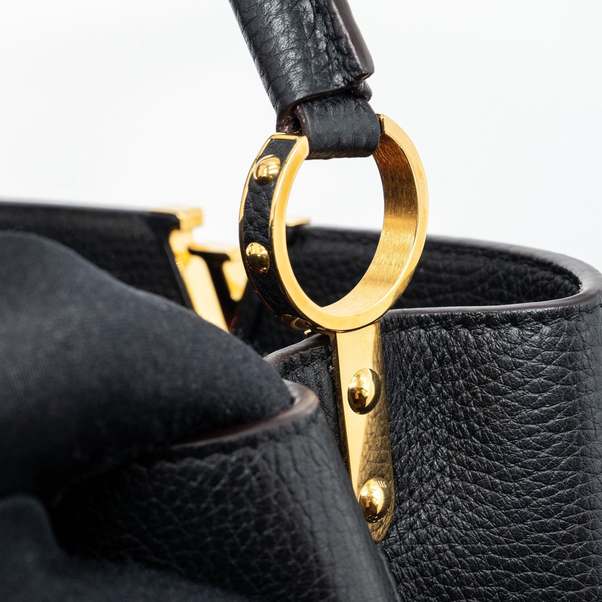 AAA Replica Louis Vuitton LV CAPUCINES BB TAURILLON BLACK / PINK GHW