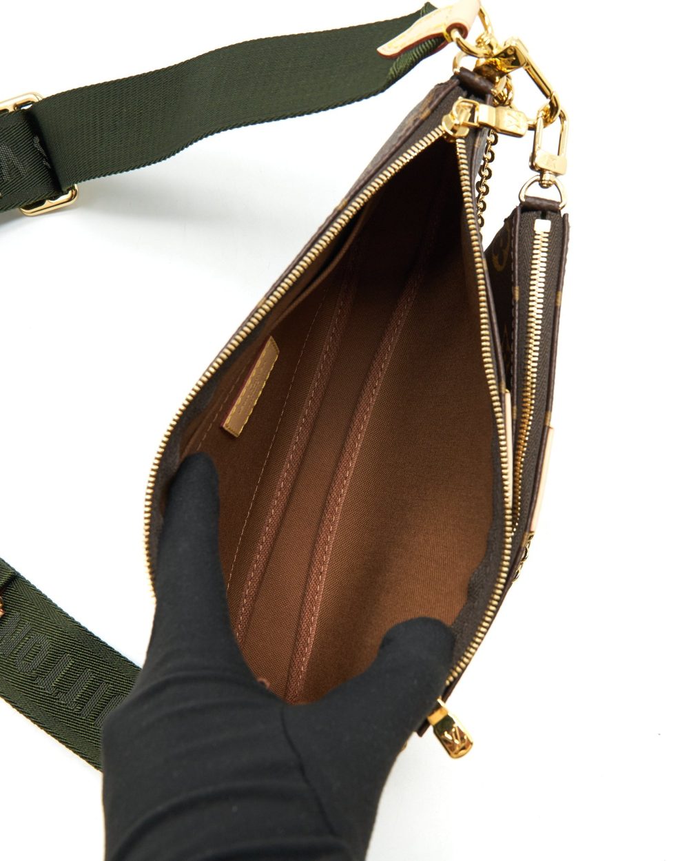 AAA Replica Louis Vuitton LV MULTI POCHETTE ACCESSORIES MONOGRAM CANVAS WITH KHAKI STRAP