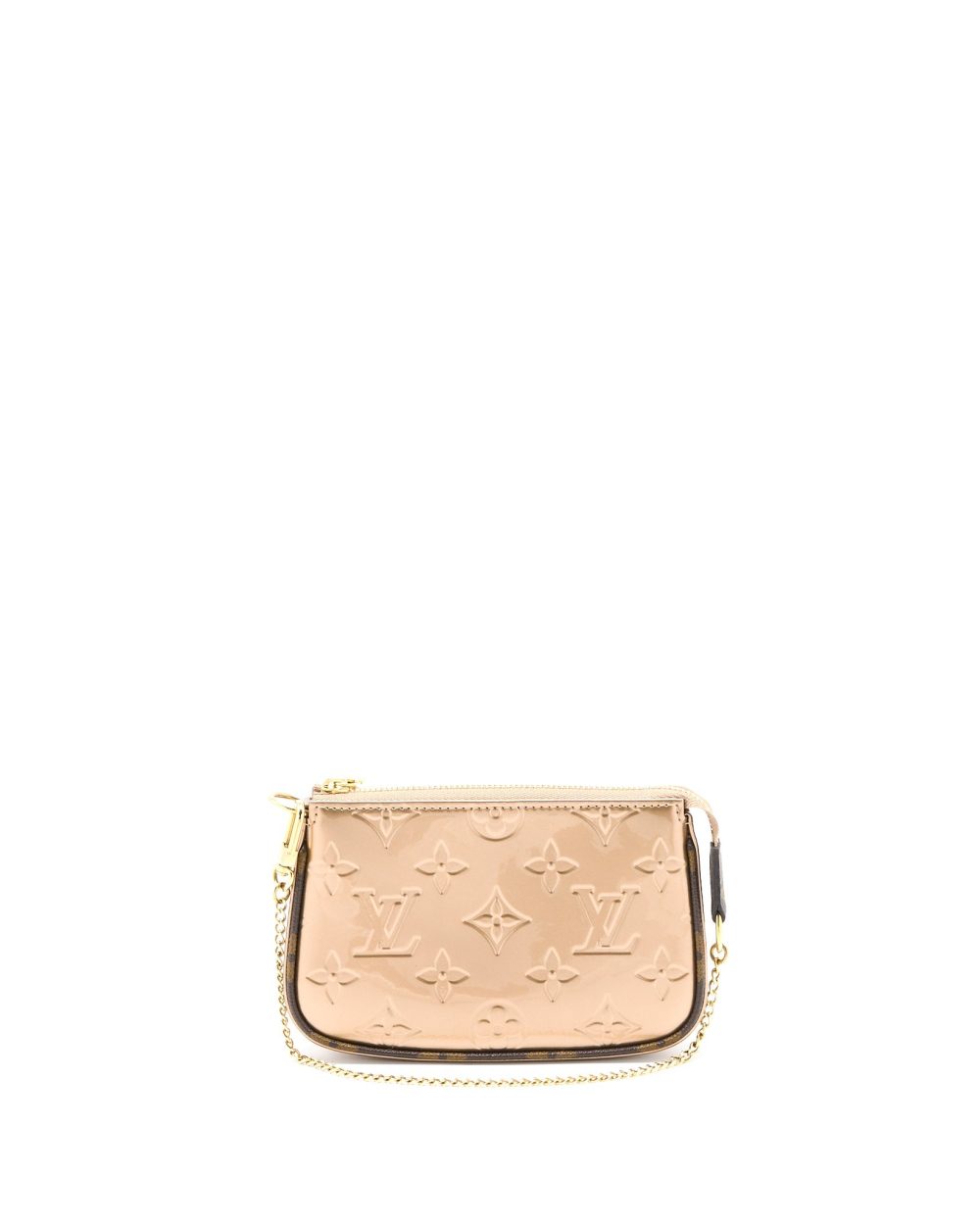 AAA Replica Louis Vuitton LV MINI POCHETTE ACCESSORIES PATENT BRONZE GHW (NEW VERSION)