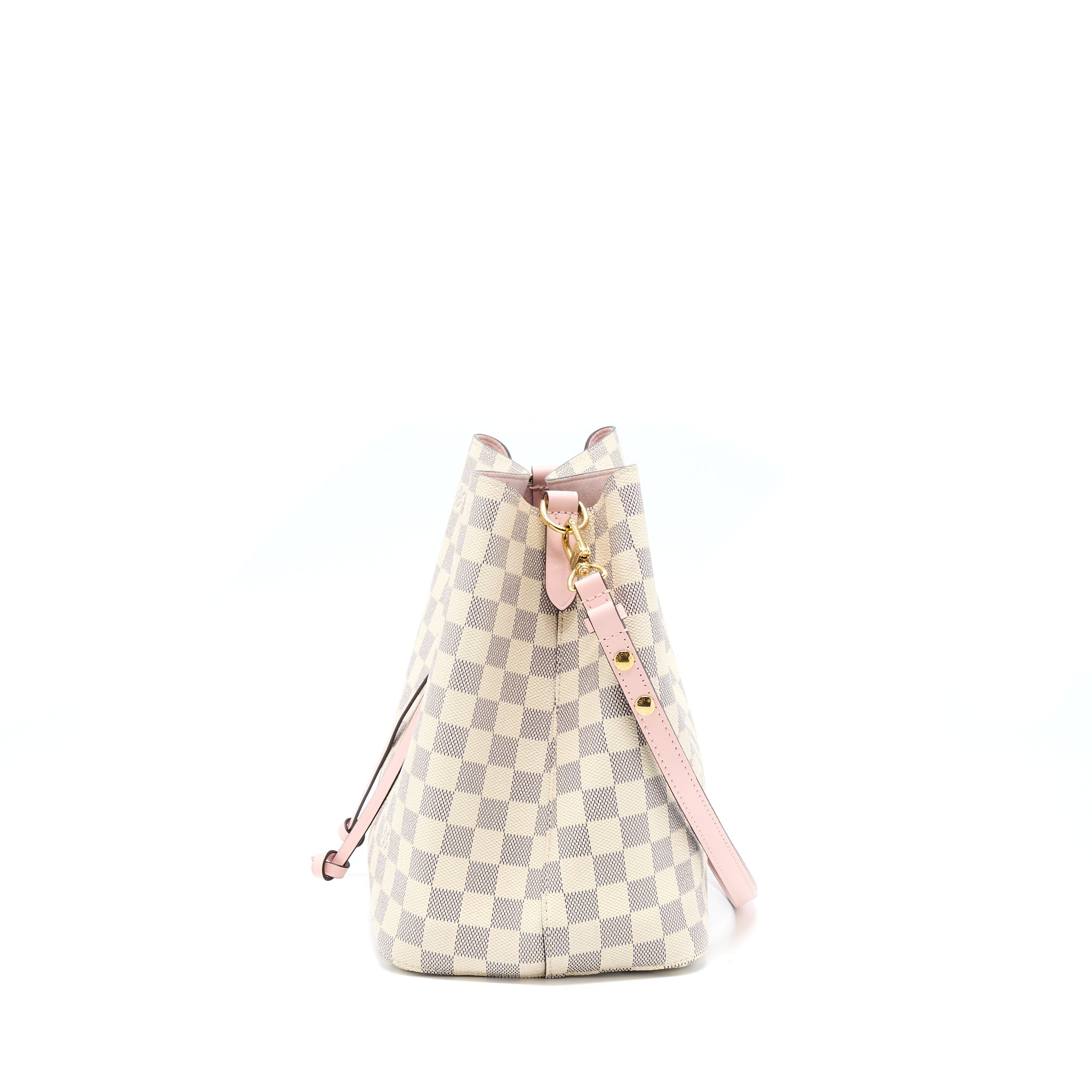AAA Replica Louis Vuitton LV NEO NOE BUCKET BAG DAMIER AZUR/PINK GHW