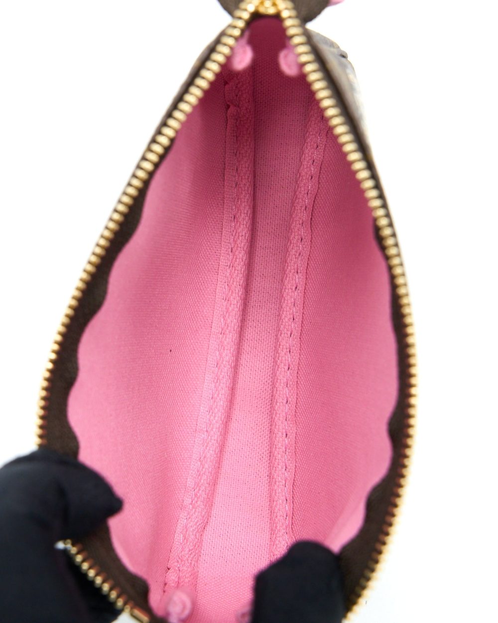 AAA Replica Louis Vuitton LV MINI POCHETTE ACCESSORIES MONOGRAM CANVAS/PINK GHW