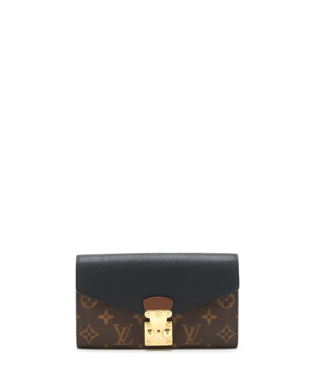 AAA Replica Louis Vuitton LV LONG WALLET BLACK/MONOGRAM CANVAS GHW