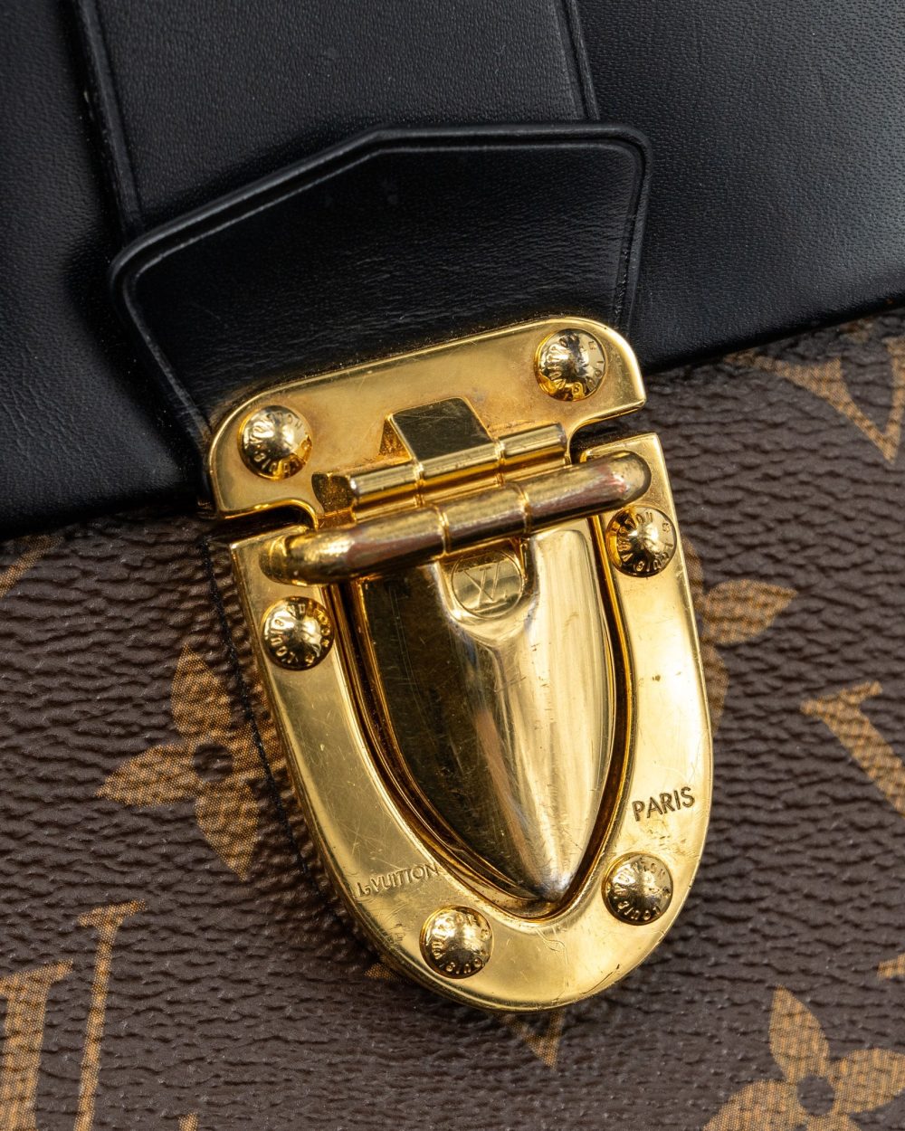 AAA Replica Louis Vuitton LV TOP HANDLE FLAP BAG MONOGRAM CANVAS / CALFSKIN BLACK GHW