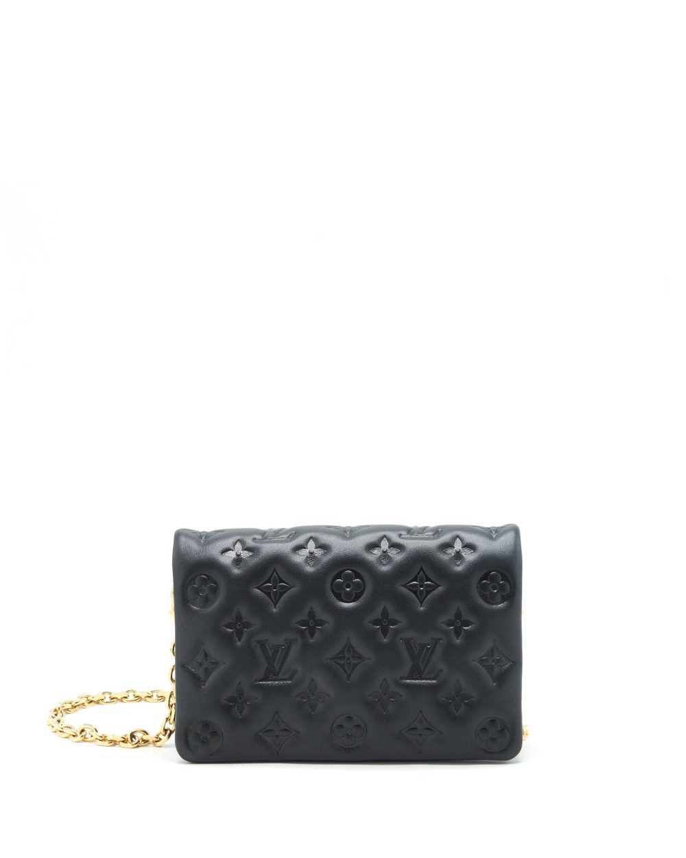 AAA Replica Louis Vuitton LV POCHETTE COUSSIN LAMBSKIN BLACK GHW