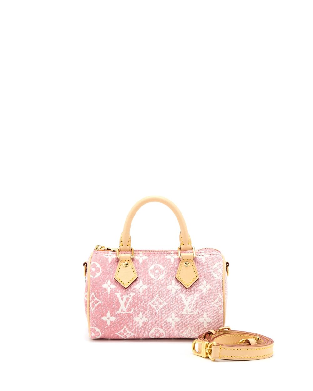 AAA Replica Louis Vuitton LV NANO SPEEDY DENIM MONOGRAM PINK GHW