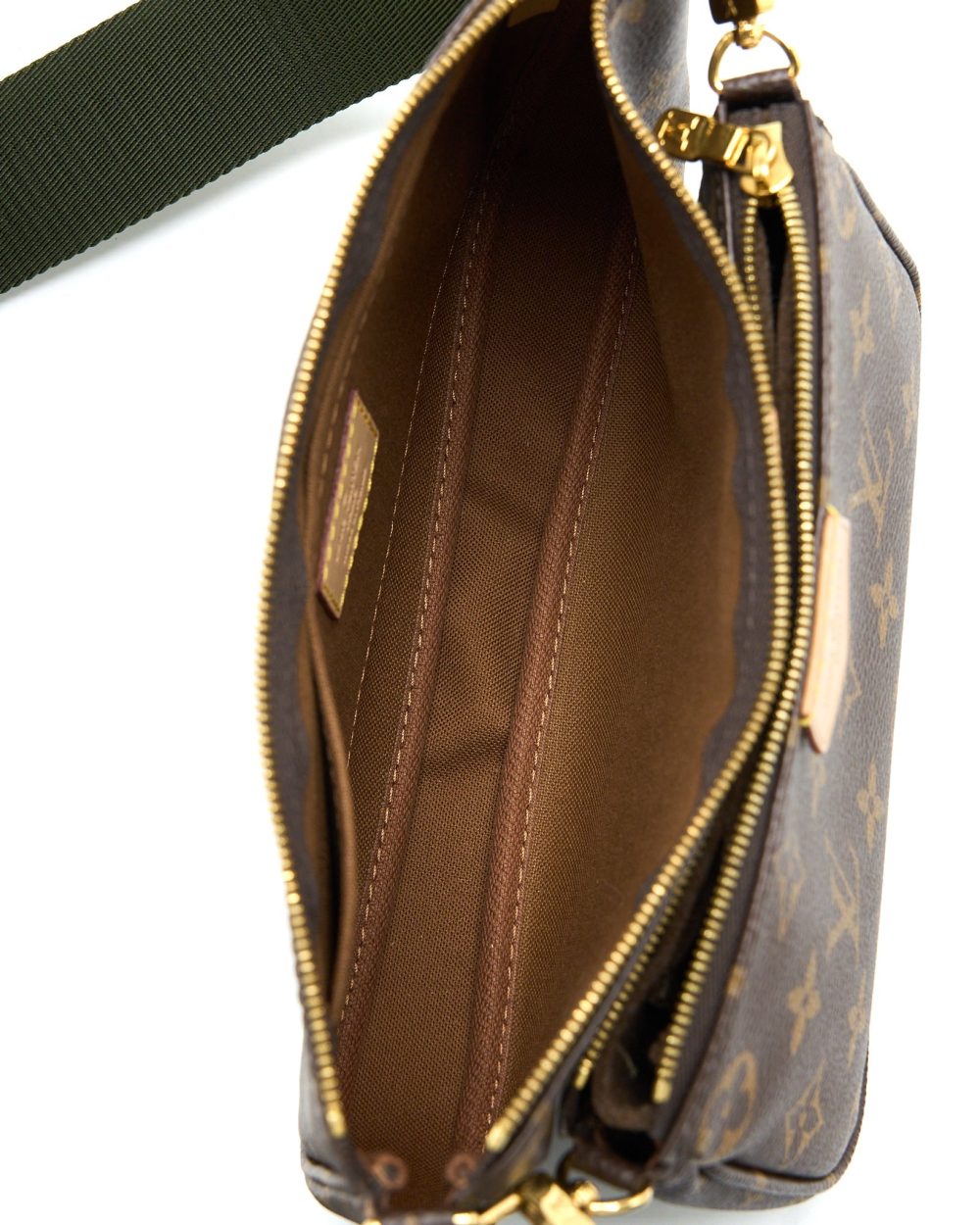 AAA Replica Louis Vuitton LV MULTI POCHETTE ACCESSORIES MONOGRAM CANVAS WITH KHAKI STRAP GHW