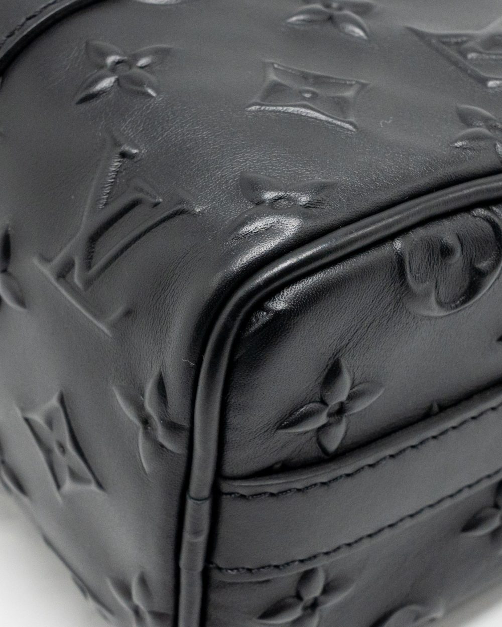 AAA Replica Louis Vuitton LV KEEPALL XS MONOGRAM SEAL COWHIDE LEATHER SO BLACK