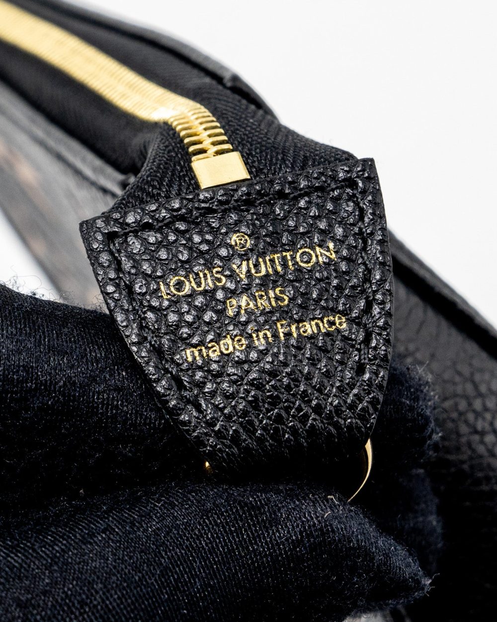 AAA Replica Louis Vuitton LV MINI POCHETTE ACCESSORIES MONOGRAM EMPREINTE BLACK/ BEIGE GHW