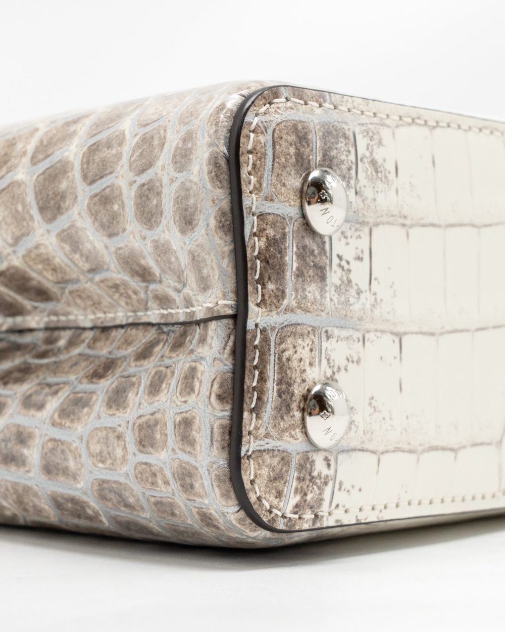 AAA Replica Louis Vuitton LV CAPUCINES MINI HIMALAYAN CROCODILE WHITE SHW