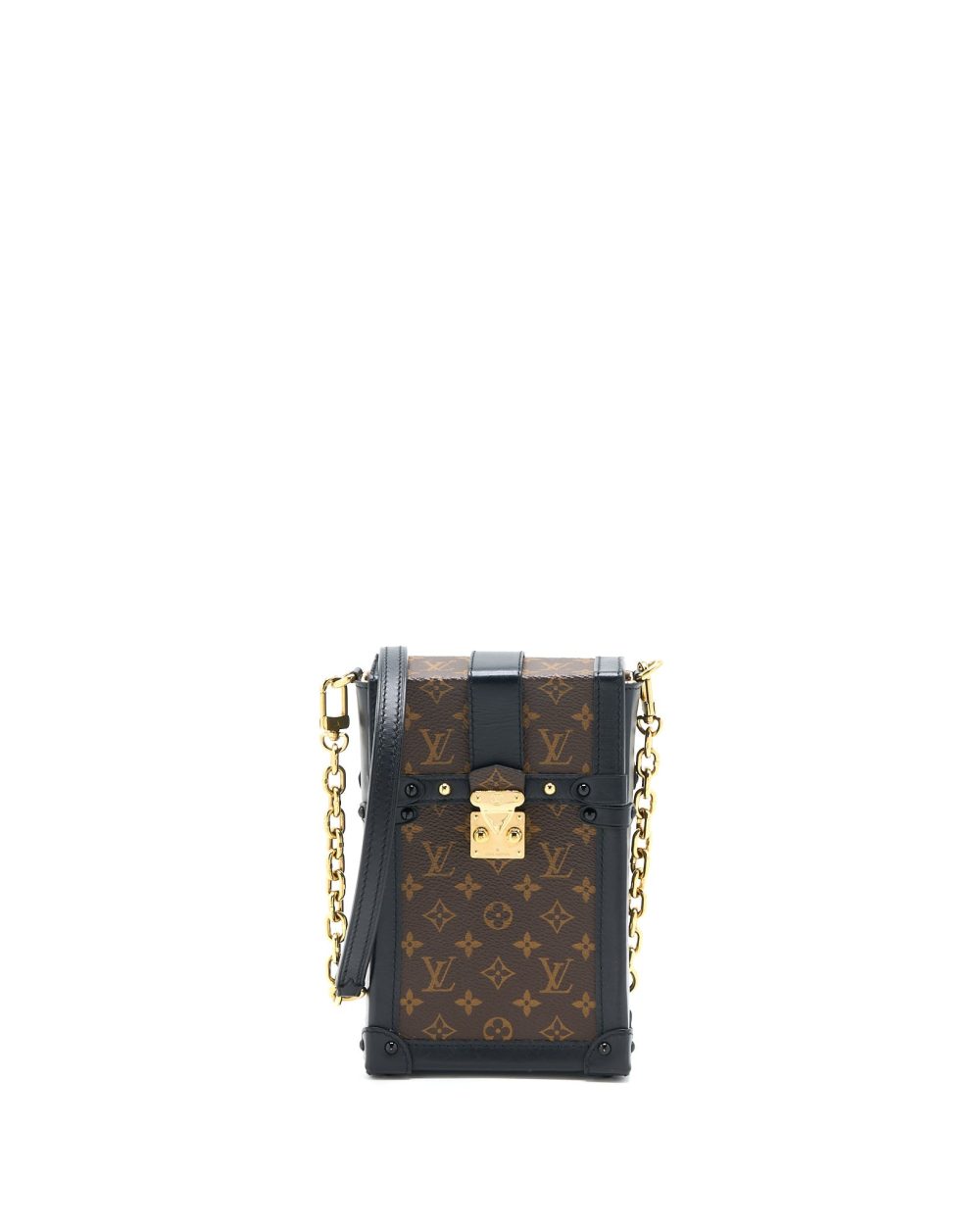 AAA Replica Louis Vuitton LV VERTICAL TRUNK POCHETTE WITH CHAIN MONOGRAM CANVAS GHW