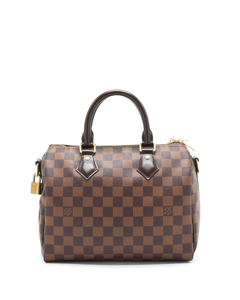AAA Replica Louis Vuitton LV SPEEDY 25 DAMIER EBENE WITH STRAP