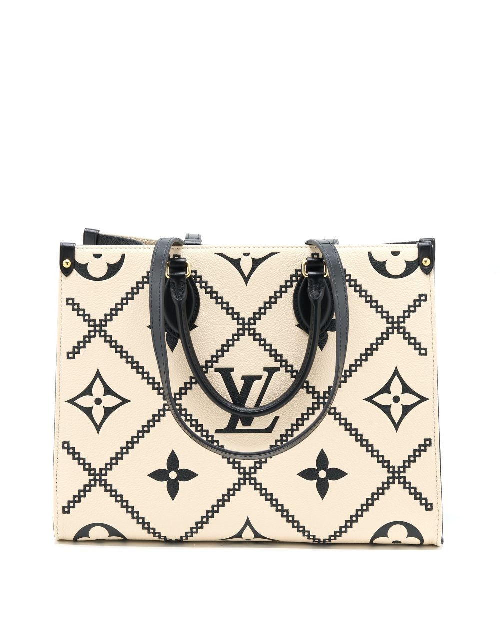 AAA Replica Louis Vuitton LV ONTHEGO MM EMPREINTE CREAM/ BLACK GHW (NEW VERSION)