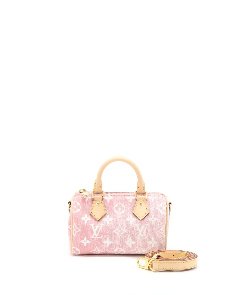 AAA Replica Louis Vuitton LV NANO SPEEDY MONOGRAM JACQUARD DENIM PINK GHW (NEW VERSION)