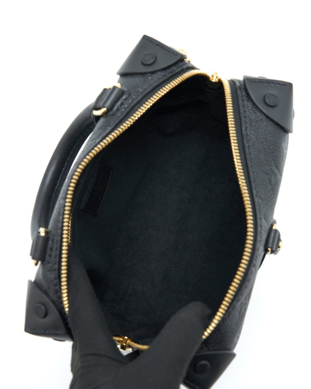 AAA Replica Louis Vuitton LV PETITE MALLE SOUPLE MONOGRAM EMPREINTE BLACK GHW