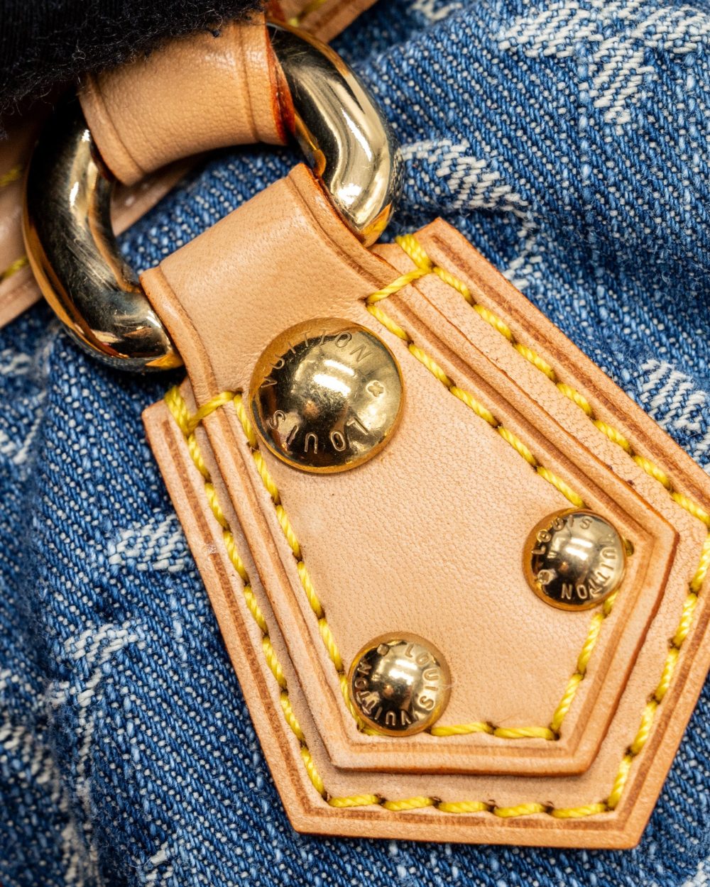 AAA Replica Louis Vuitton LV VINTAGE MINI HANDLE BAG DENIM BLUE GHW