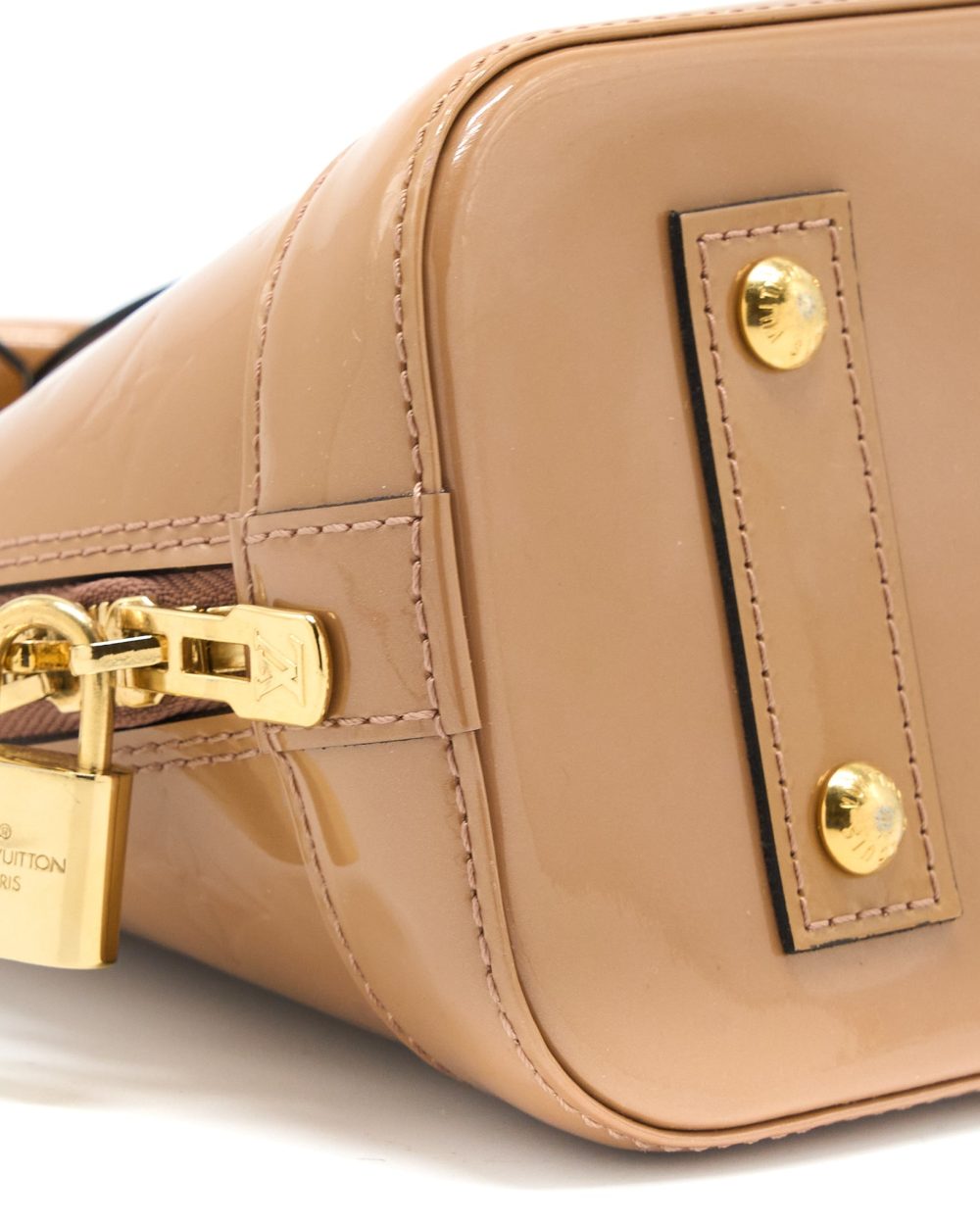 AAA Replica Louis Vuitton LV ALMA BB PATENT DARK BEIGE GHW