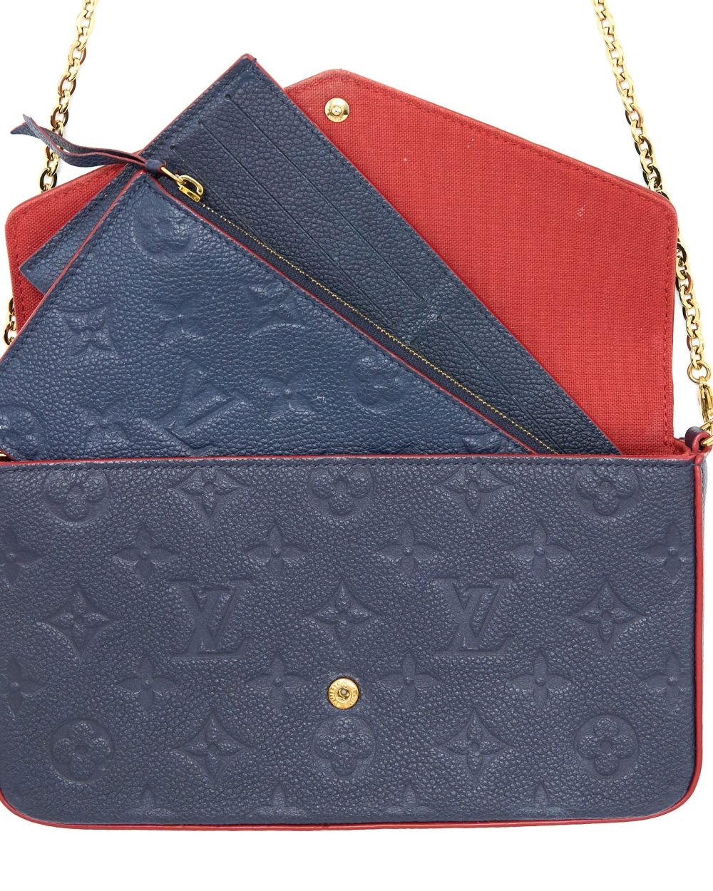 AAA Replica Louis Vuitton LV FELICIE POCHETTE MONOGRAM EMPREINTE NAVY GHW