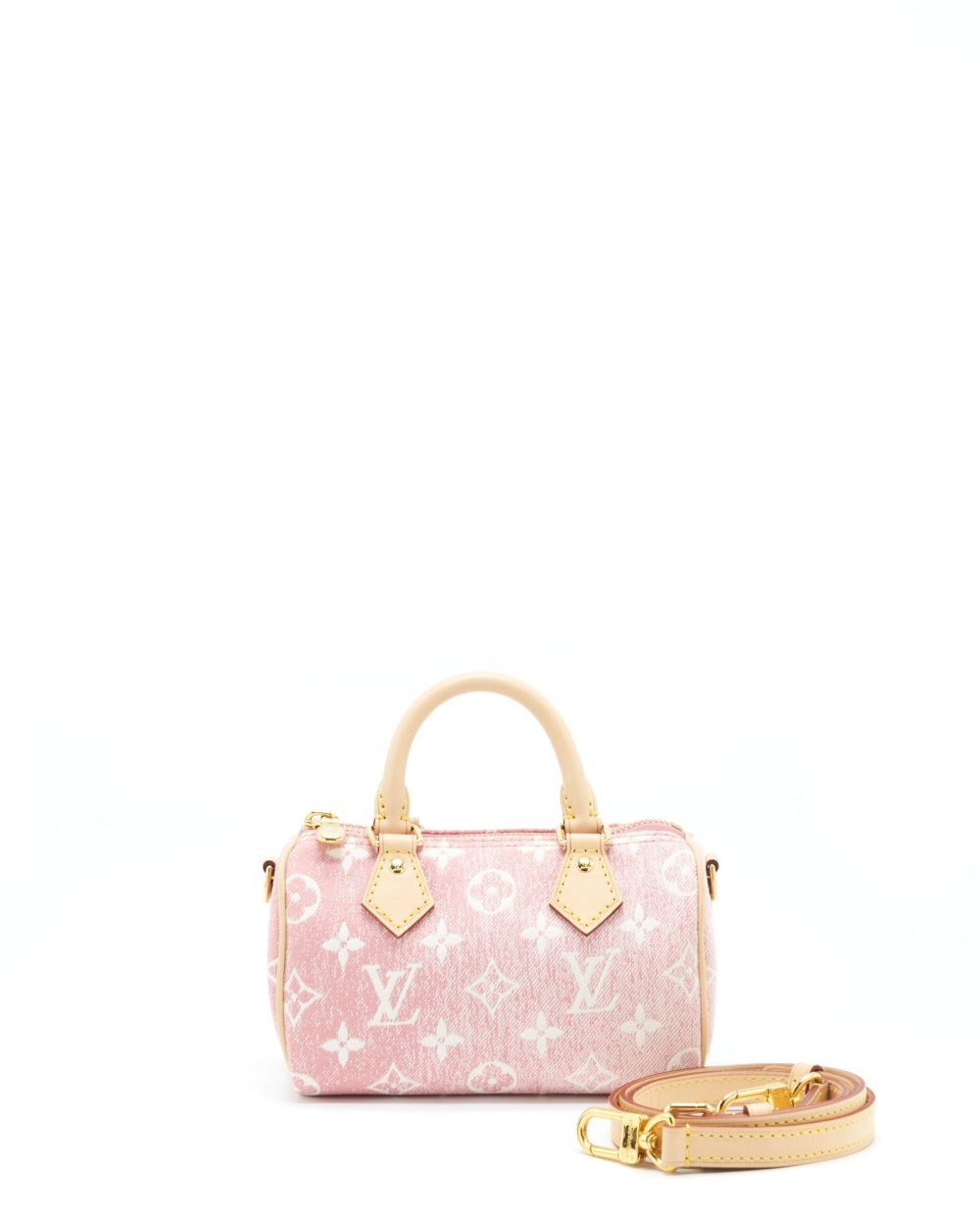 AAA Replica Louis Vuitton LV NANO SPEEDY MONOGRAM JACQUARD DENIM PINK GHW