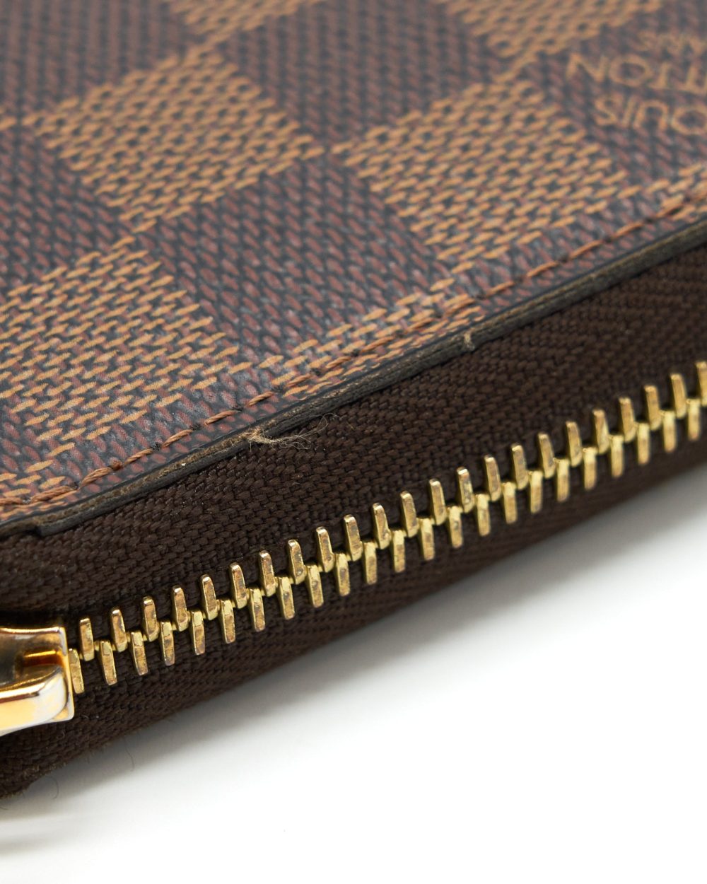 AAA Replica Louis Vuitton LV ZIPPER LONG WALLET DAMIER EBENE GHW