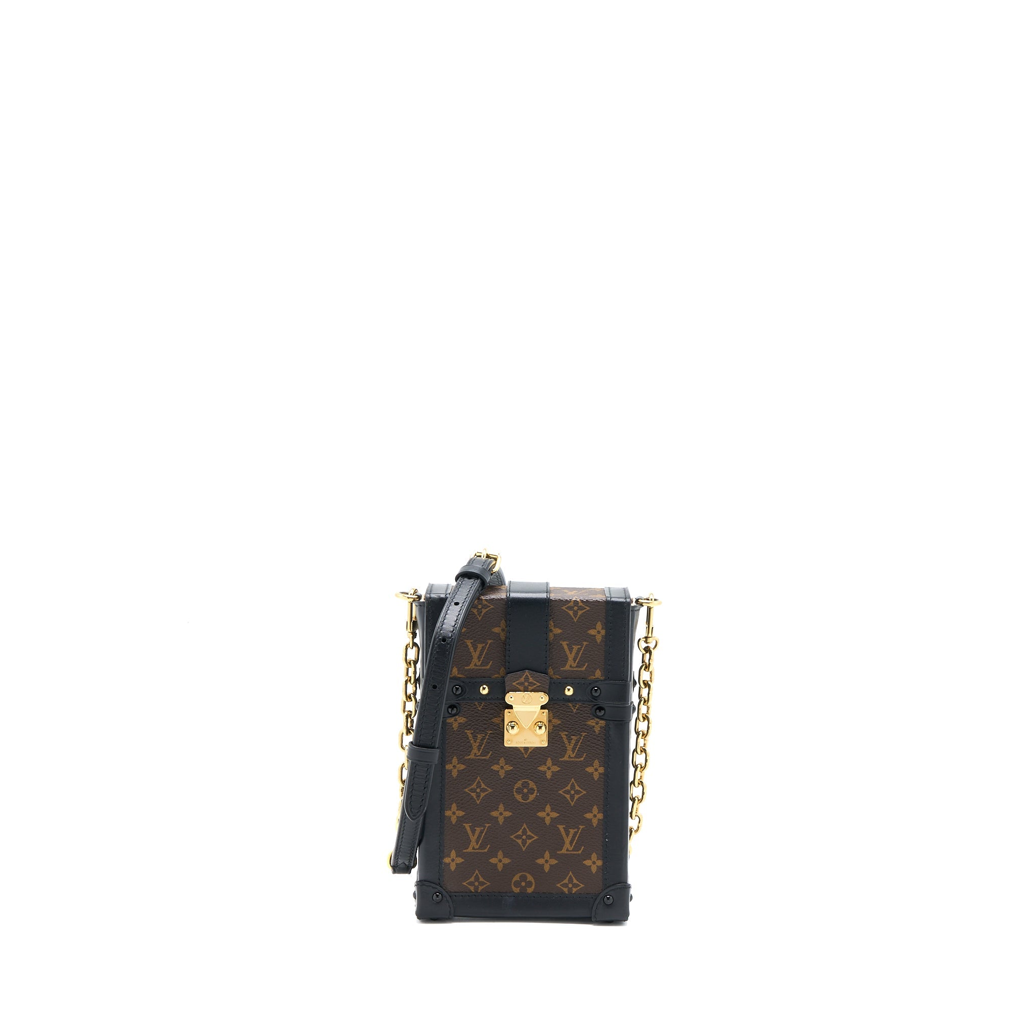 AAA Replica Louis Vuitton LV VERTICAL TRUNK POCHETTE MONOGRAM CANVAS GHW