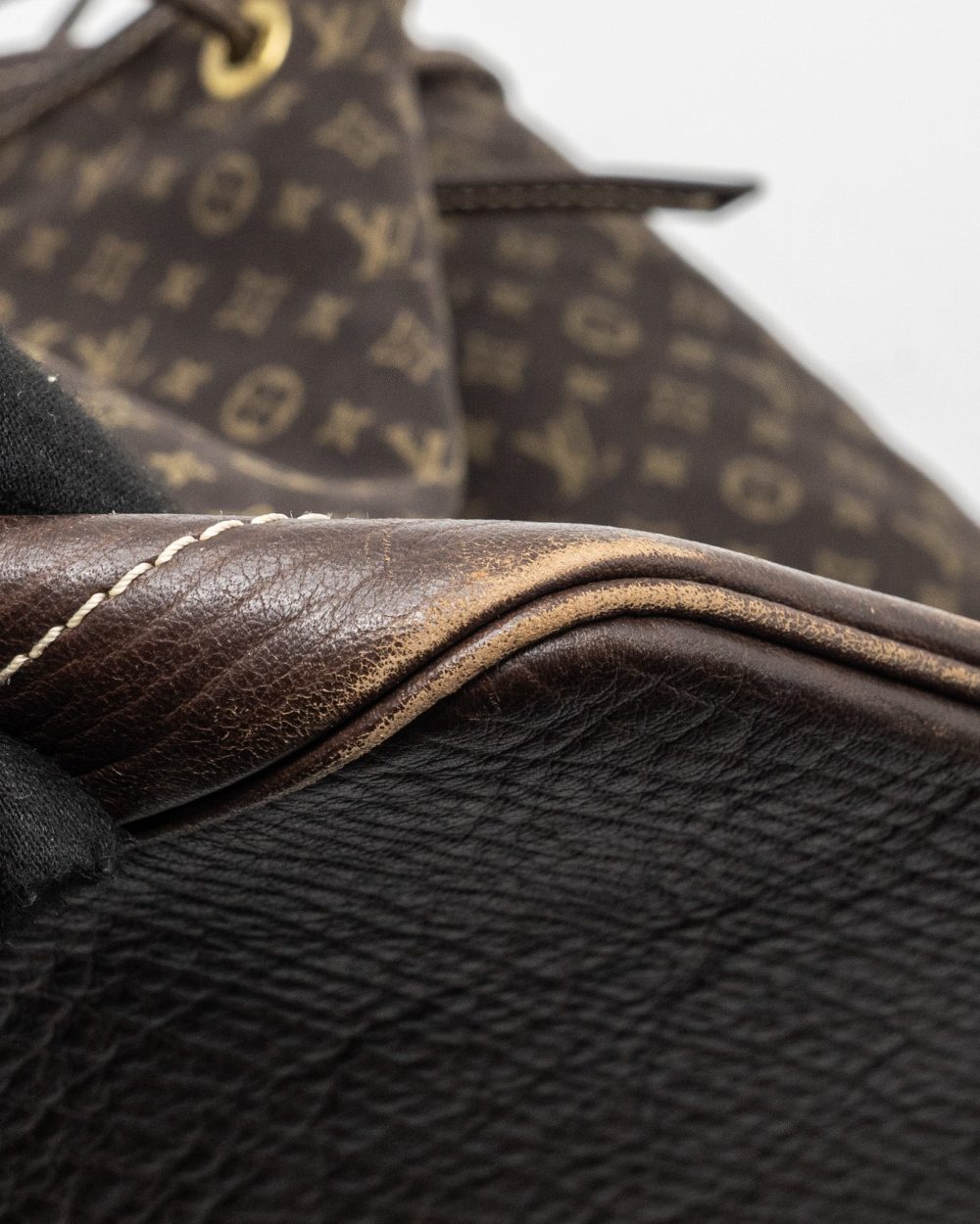 AAA Replica Louis Vuitton LV LIN NOE BAG FABRIC/LEATHER EBENE GHW