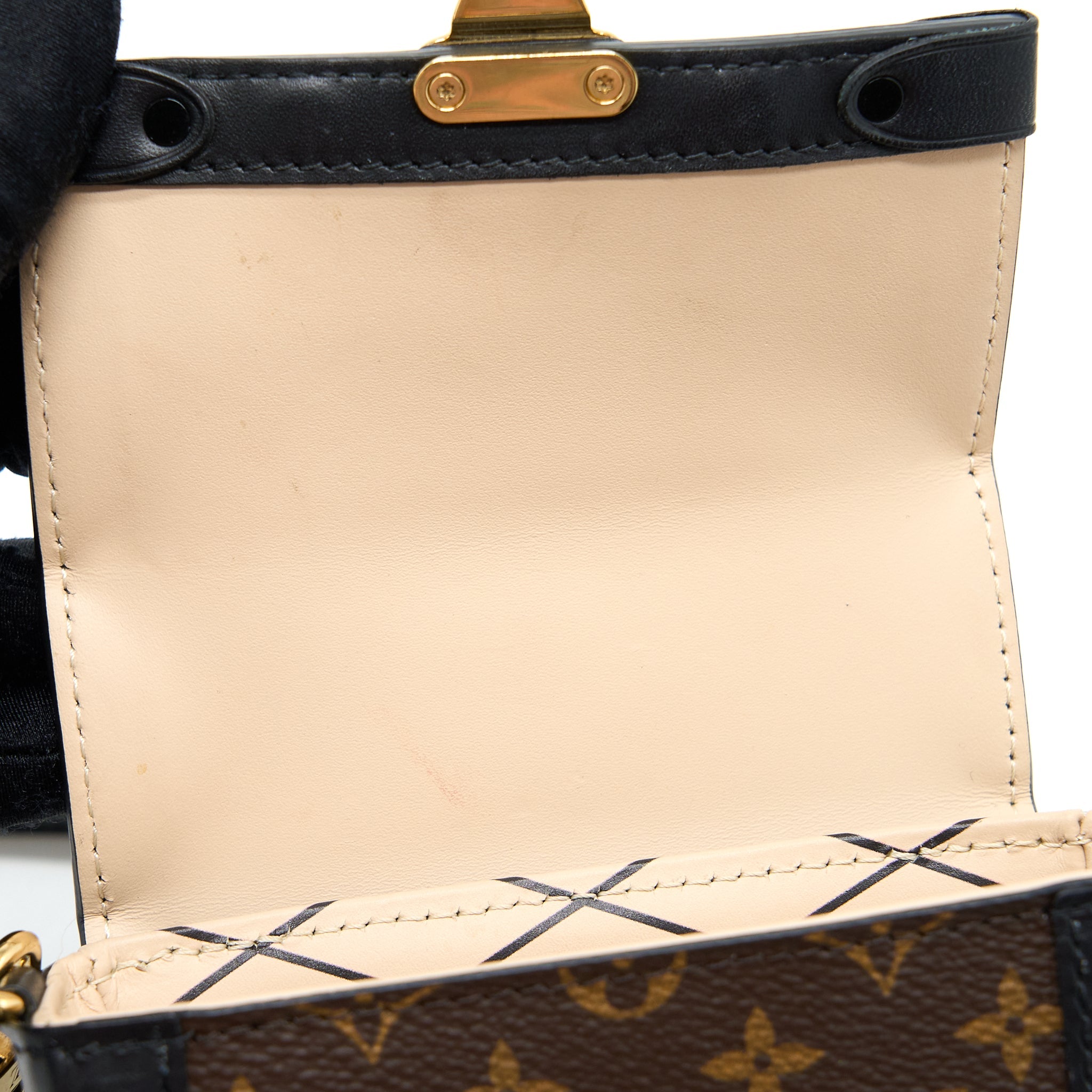 AAA Replica Louis Vuitton LV VERTICAL TRUNK POCHETTE MONOGRAM CANVAS GHW