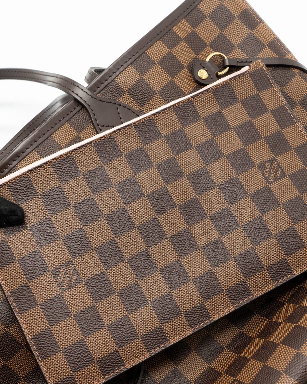 AAA Replica Louis Vuitton LV NEVERFULL MM MONOGRAM DAMIER EBENE CANVAS / ROSE BALLERINA GHW