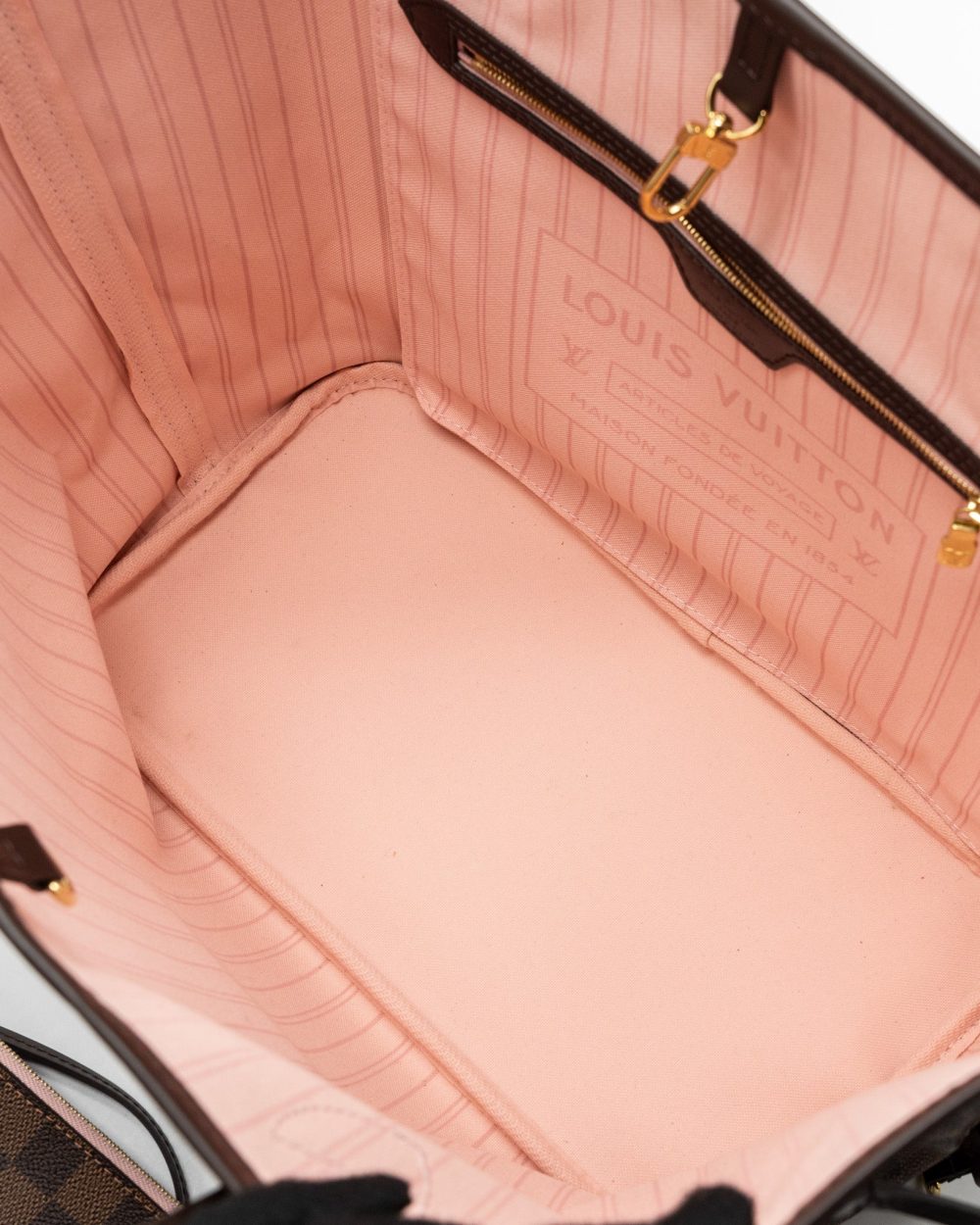 AAA Replica Louis Vuitton LV NEVERFULL MM MONOGRAM DAMIER EBENE CANVAS / ROSE BALLERINA GHW