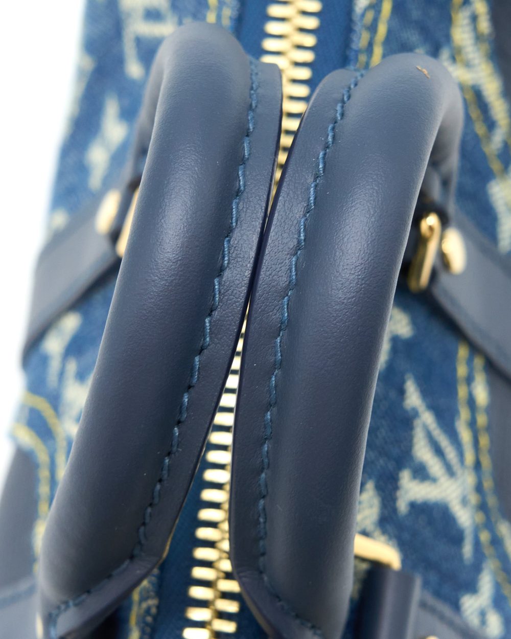 AAA Replica Louis Vuitton LV KEEPALL XS MONOGRAM DENIM/LEATHER BLUE GHW