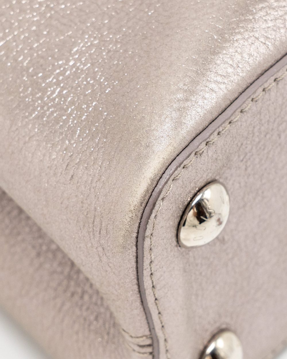 AAA Replica Louis Vuitton LV CAPUCINES BB LEATHER METALLIC SILVER SHW
