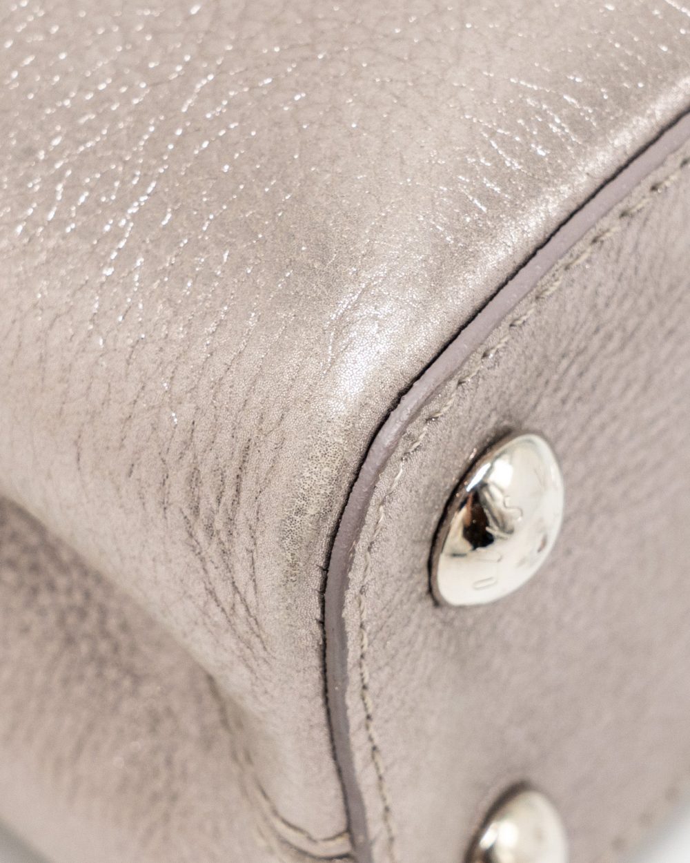 AAA Replica Louis Vuitton LV CAPUCINES BB LEATHER METALLIC SILVER SHW