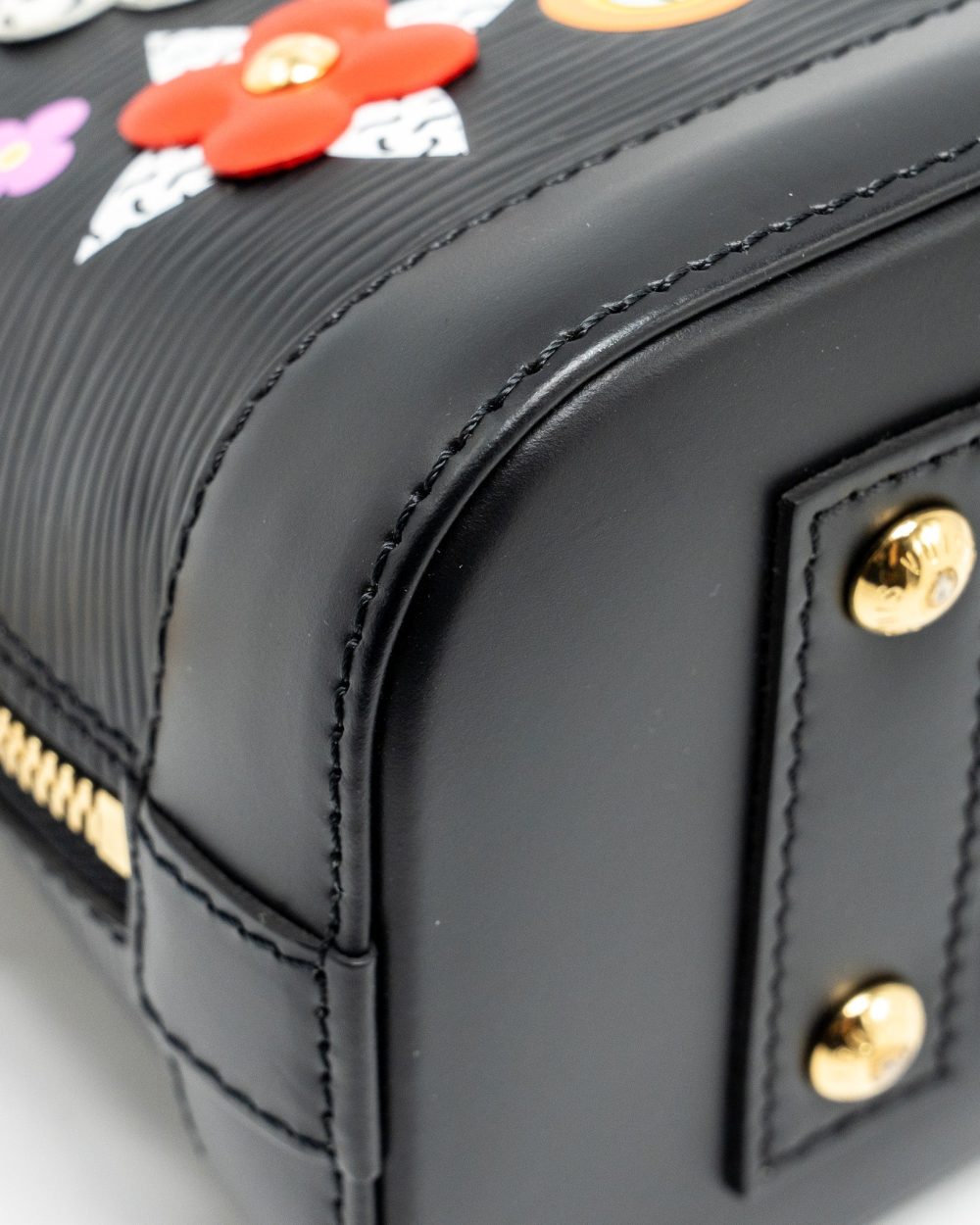 AAA Replica Louis Vuitton LV ALMA BB BLOOMING FLOWERS LIMITED EDITION EPI BLACK/MULTICOLOUR GHW