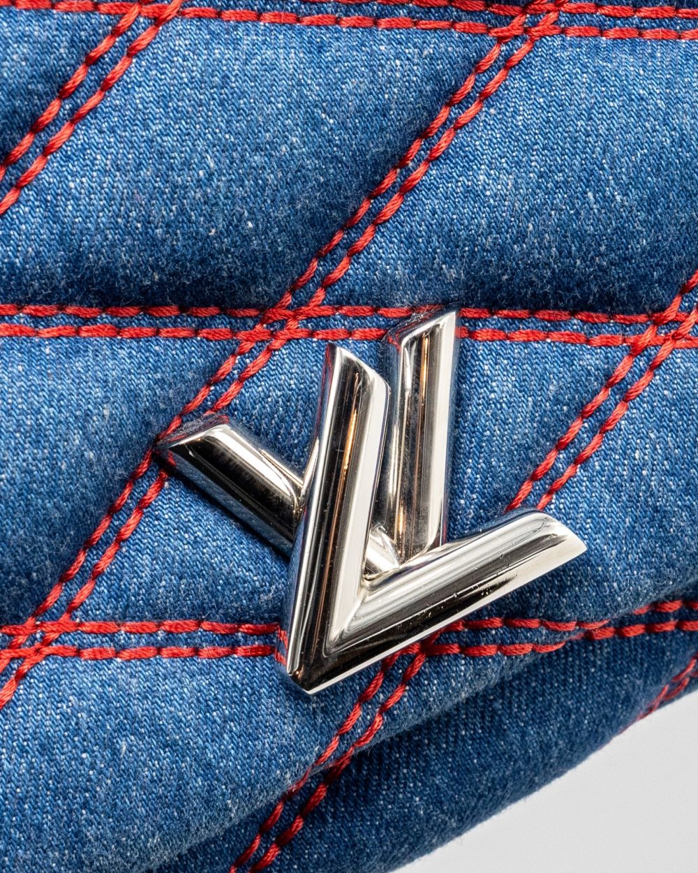 AAA Replica Louis Vuitton LV MALLETAHE GO-14 MM BAG DENIM/LEATHER BLUE/RED SHW 
