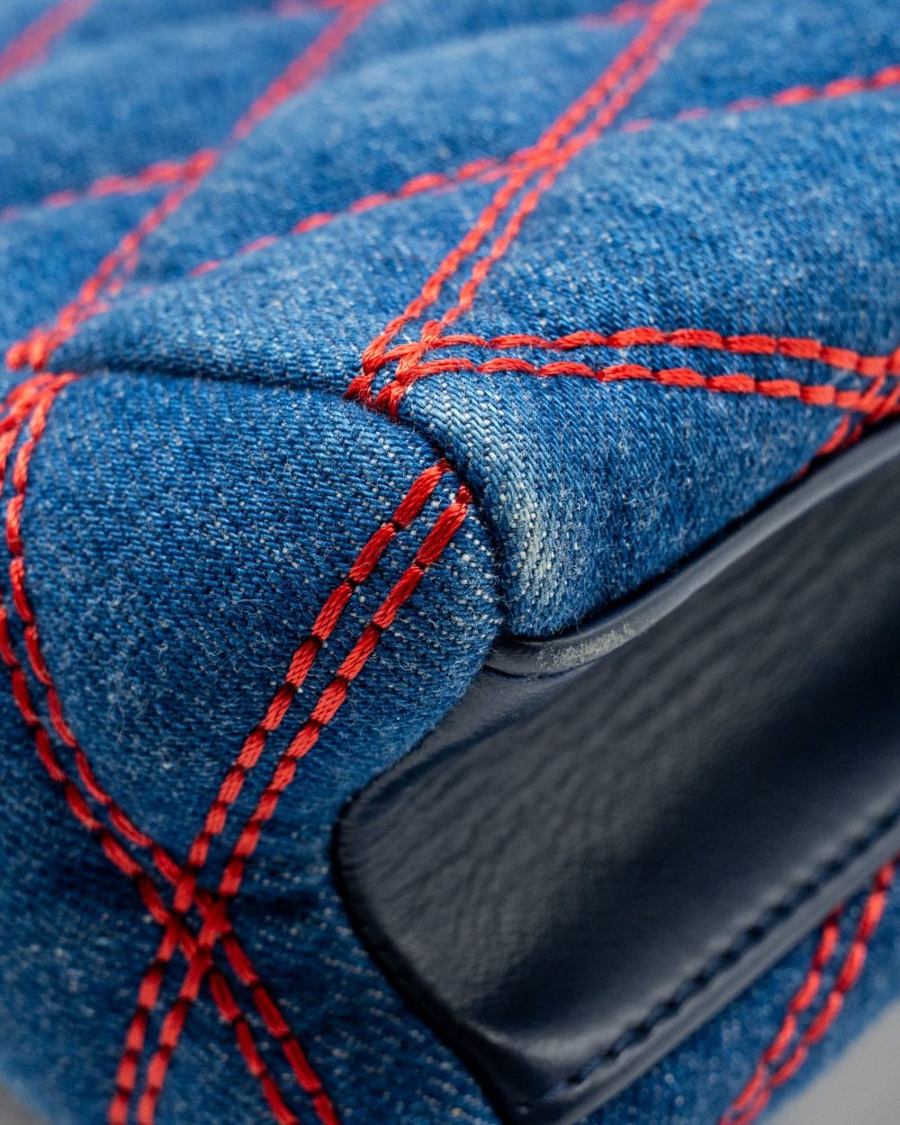 AAA Replica Louis Vuitton LV MALLETAHE GO-14 MM BAG DENIM/LEATHER BLUE/RED SHW 