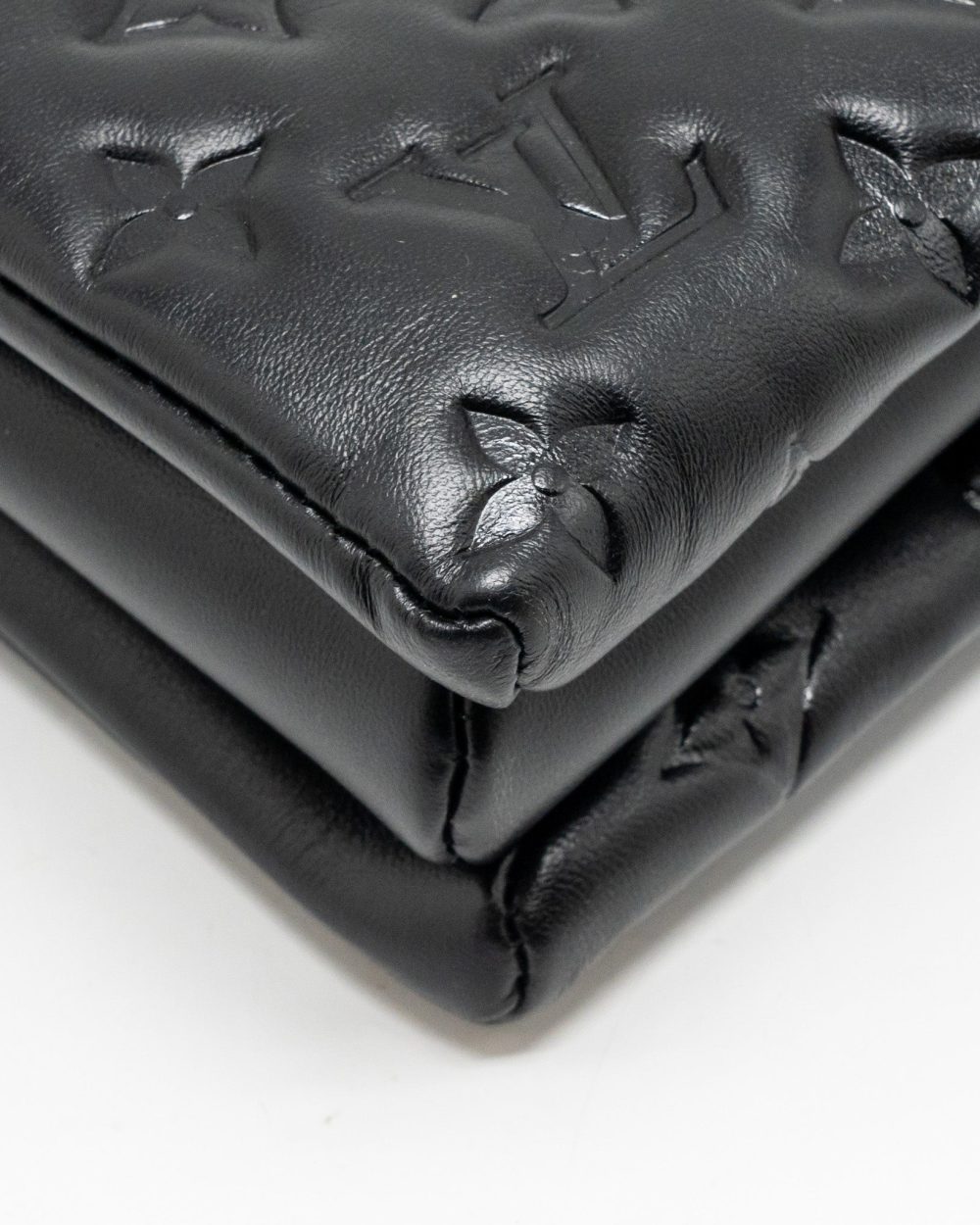 AAA Replica Louis Vuitton LV COUSSIN MM MONOGRAM-EMBOSSED PUFFY LAMBSKIN BLACK GHW