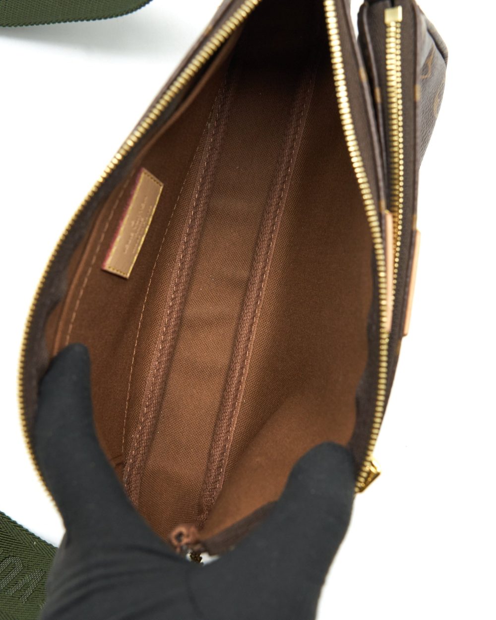 AAA Replica Louis Vuitton LV MULTI POCHETTE KAHKI STRAP MONOGRAM GHW