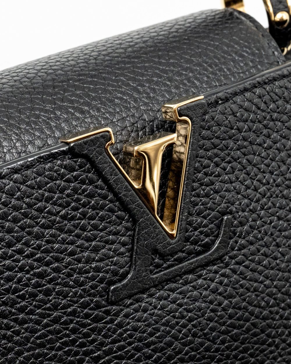AAA Replica Louis Vuitton LV CAPUCINES BB WITH MONOGRAM FLOWER EMBELLISHMENTS TAURILLON BLACK GHW