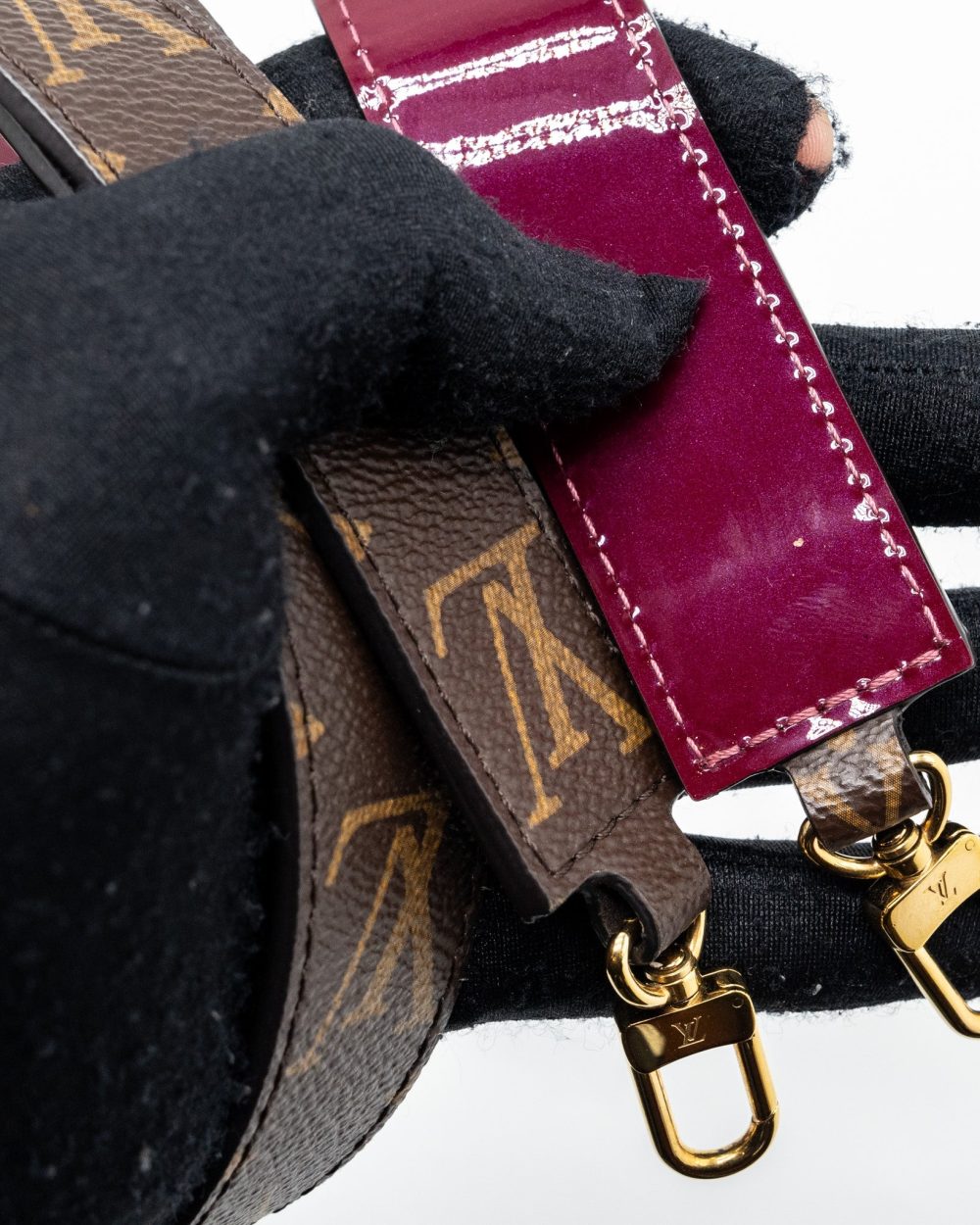 AAA Replica Louis Vuitton LV ALMA BB VERNI MIROIR PATENT DARK PINK GHW