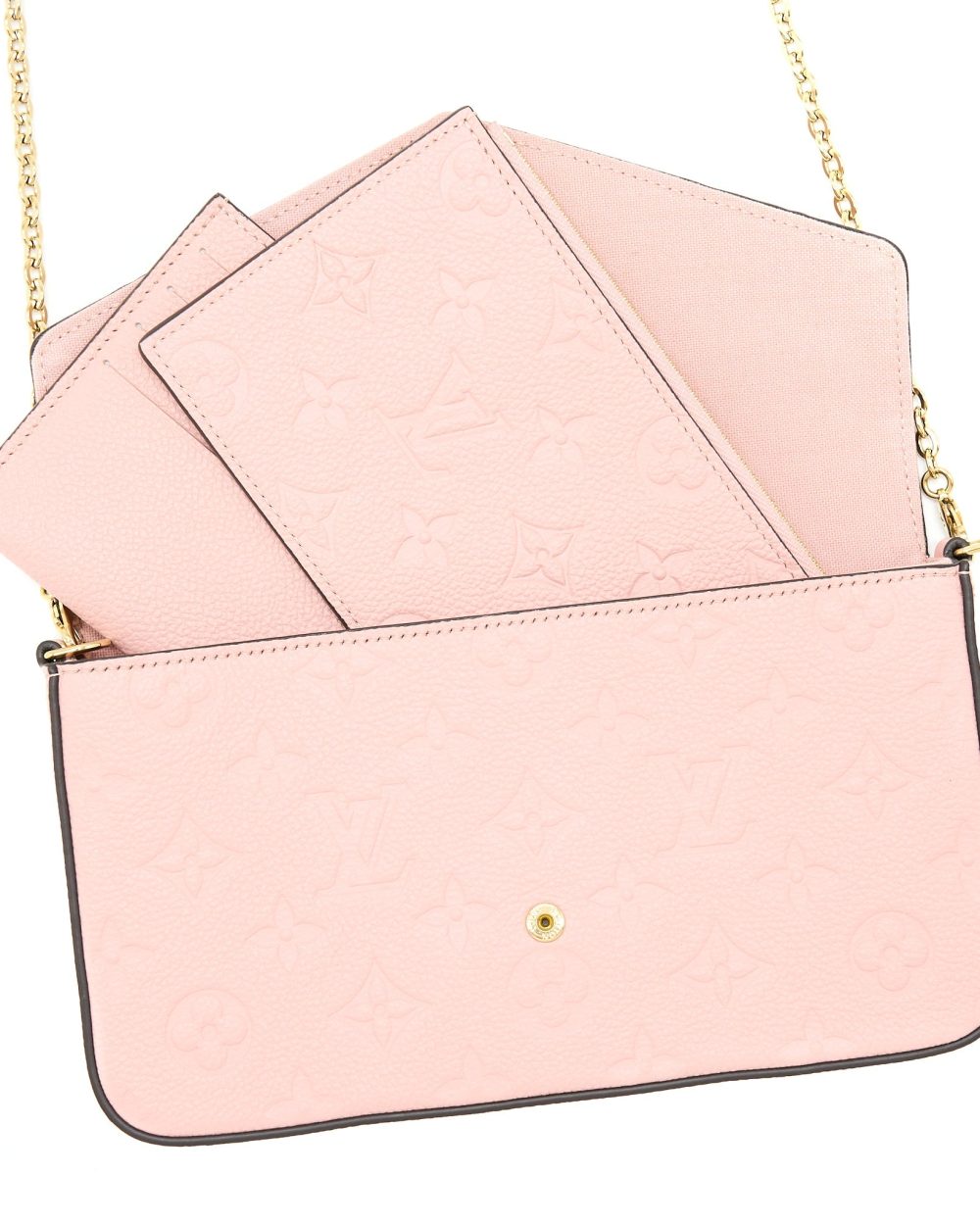 AAA Replica Louis Vuitton LV FELICIA POCHETTE MONOGRAM EMPREINTE ROSE POUNDER GHW