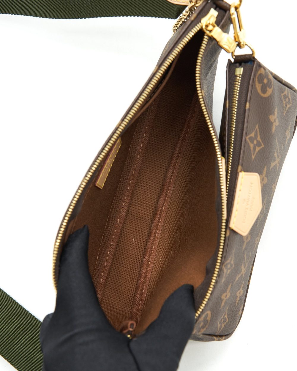AAA Replica Louis Vuitton LV MULTI POCHETTE WITH KHAKI STRAP