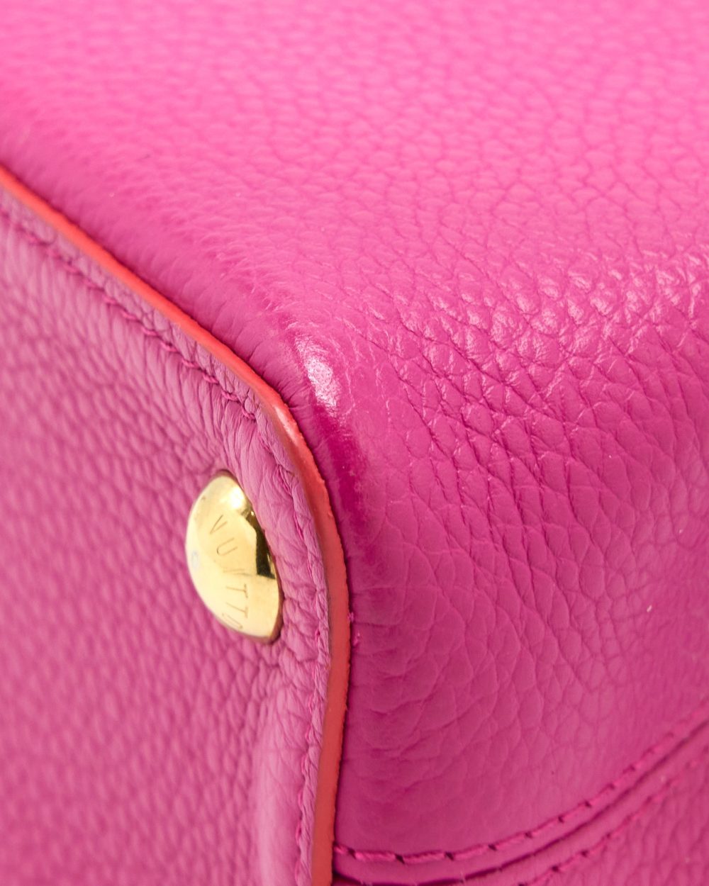 AAA Replica Louis Vuitton LV CAPUCINES BB CALFSKIN PINK/BRIGHT ORANGE GHW